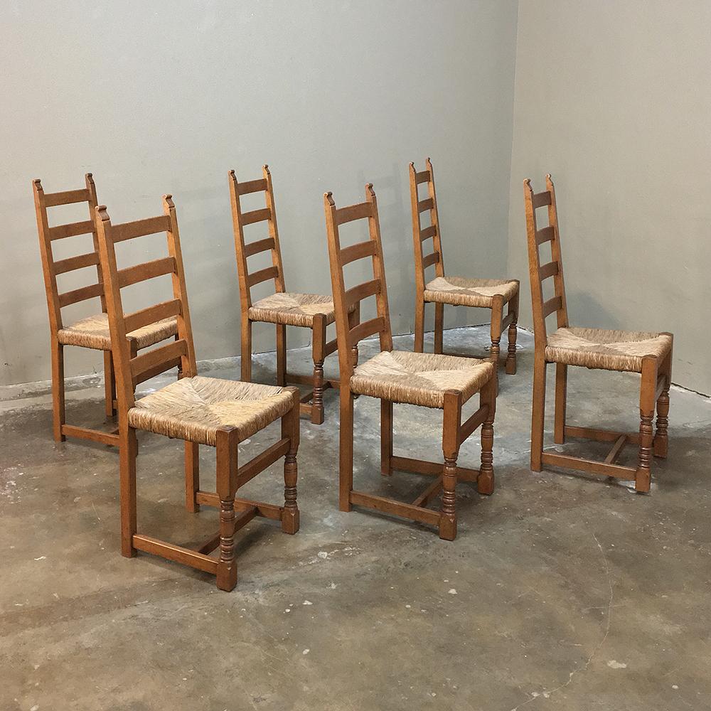 Set of 6 Antique Rustic Country French Dining Chairs In Good Condition In Dallas, TX