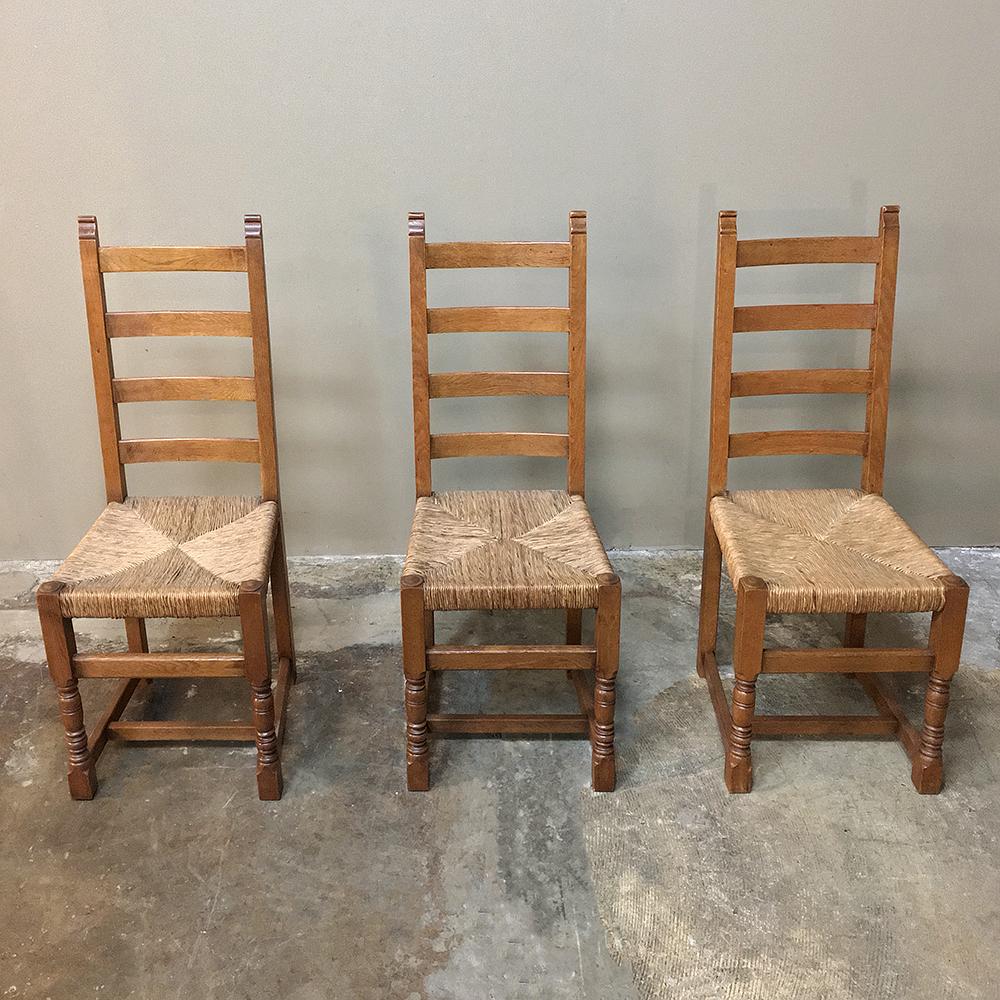 Rush Set of 6 Antique Rustic Country French Dining Chairs