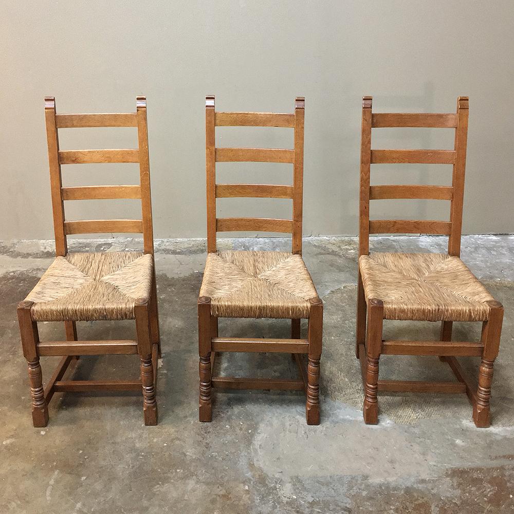 Set of 6 Antique Rustic Country French Dining Chairs 1
