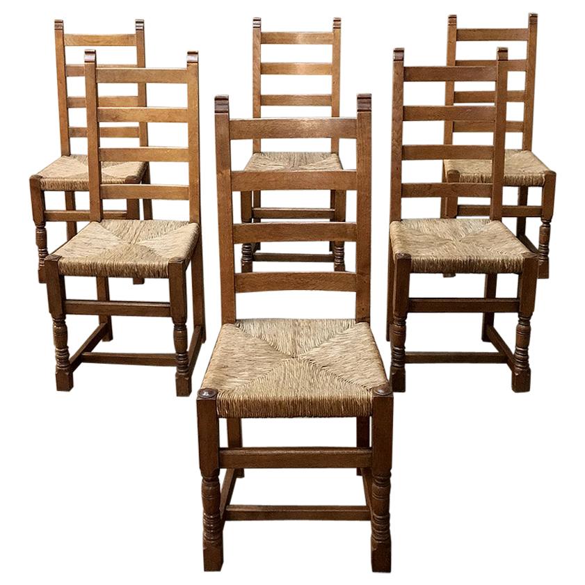 Set of 6 Antique Rustic Country French Dining Chairs