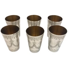 Set of 6 Antique Silver Beakers Made by Henry Wigful