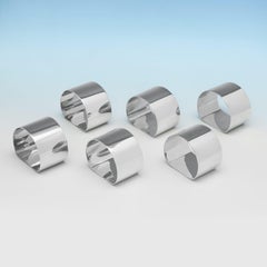 Set of 6 antique sterling silver napkin rings made in 1922