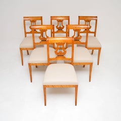 Set of 6 Antique Swedish Biedermeier Satin Birch Dining Chairs