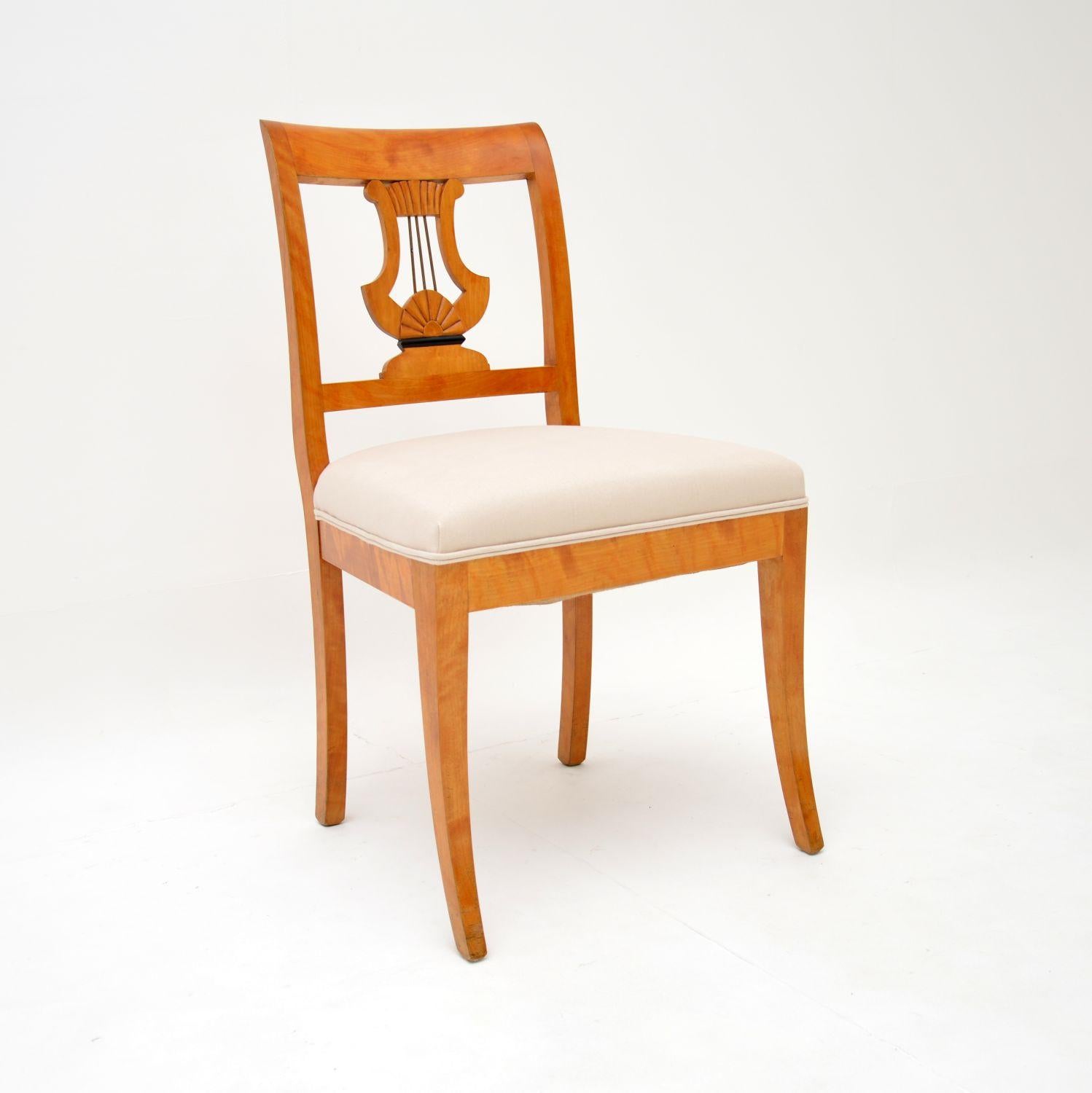 Set of 6 Antique Swedish Biedermeier Satin Birch Dining Chairs 1