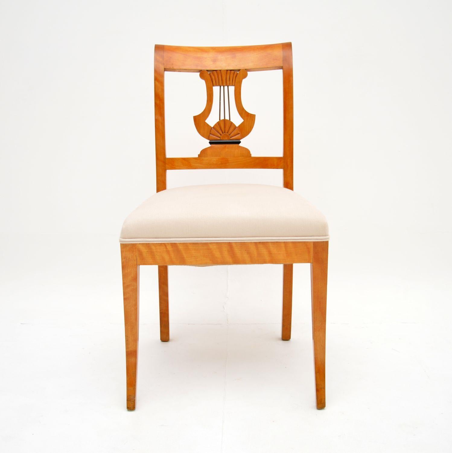 Set of 6 Antique Swedish Biedermeier Satin Birch Dining Chairs 2