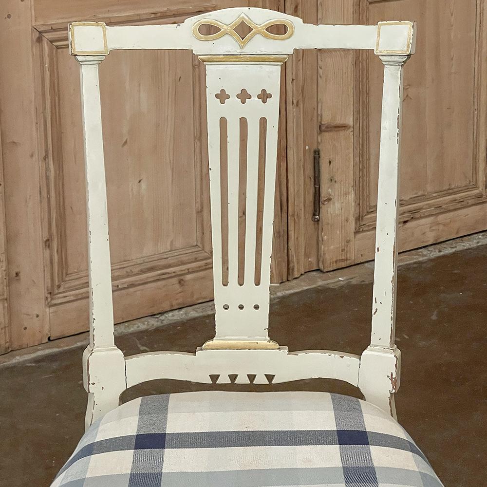 Set of 6 Antique Swedish Gustavian Painted Dining Chairs Includes 2 Armchairs For Sale 4