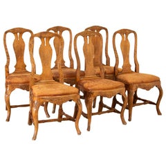 Set of 6 Antique Swedish Rococo Dining Chairs