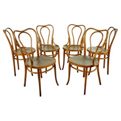 Set of 6 Antique Thonet Bent Wood Bistro Chairs w Pattern