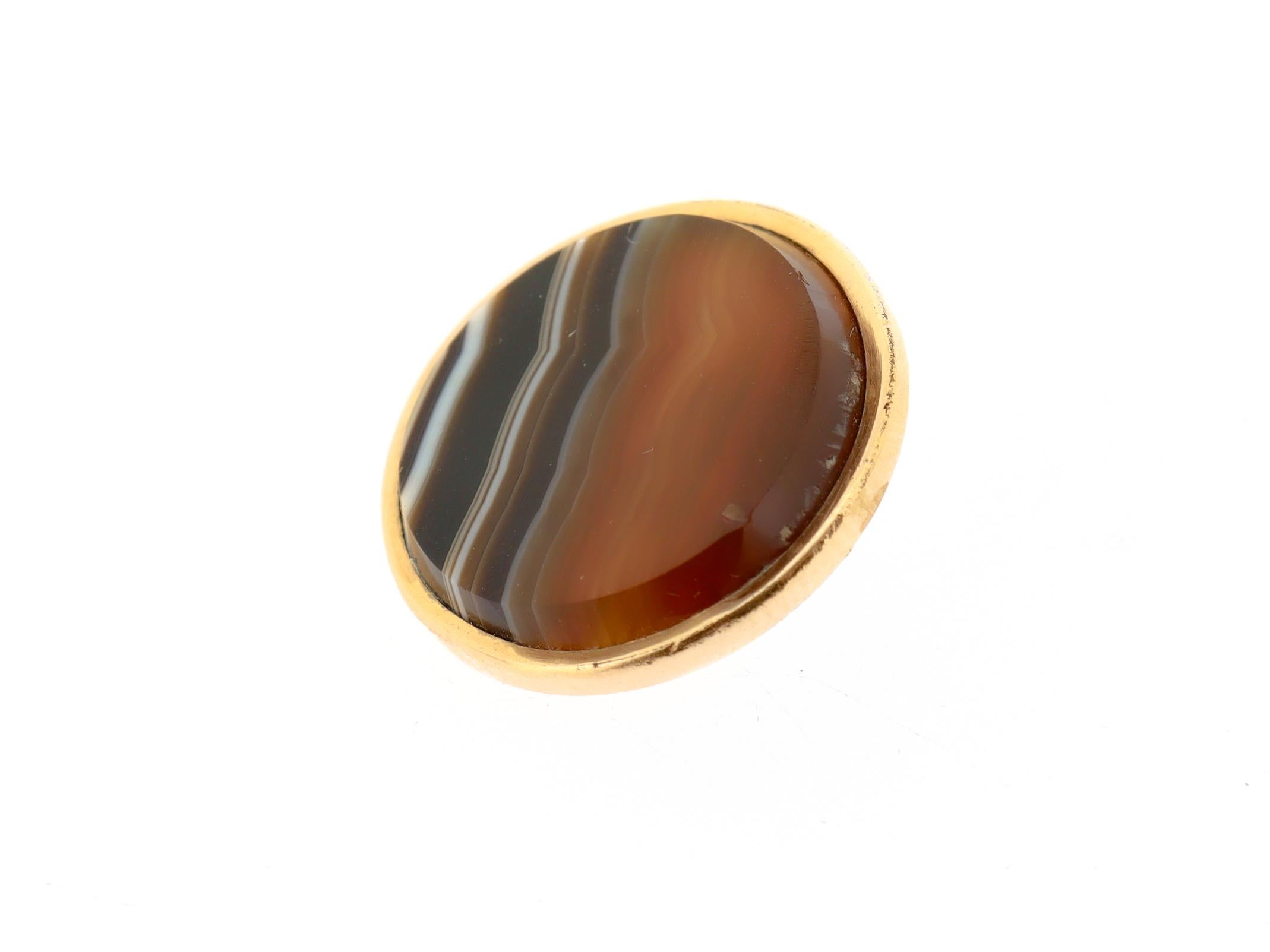 Lot de 6 boutons anciens victoriens en agate cabochon et plaqué or en vente 4