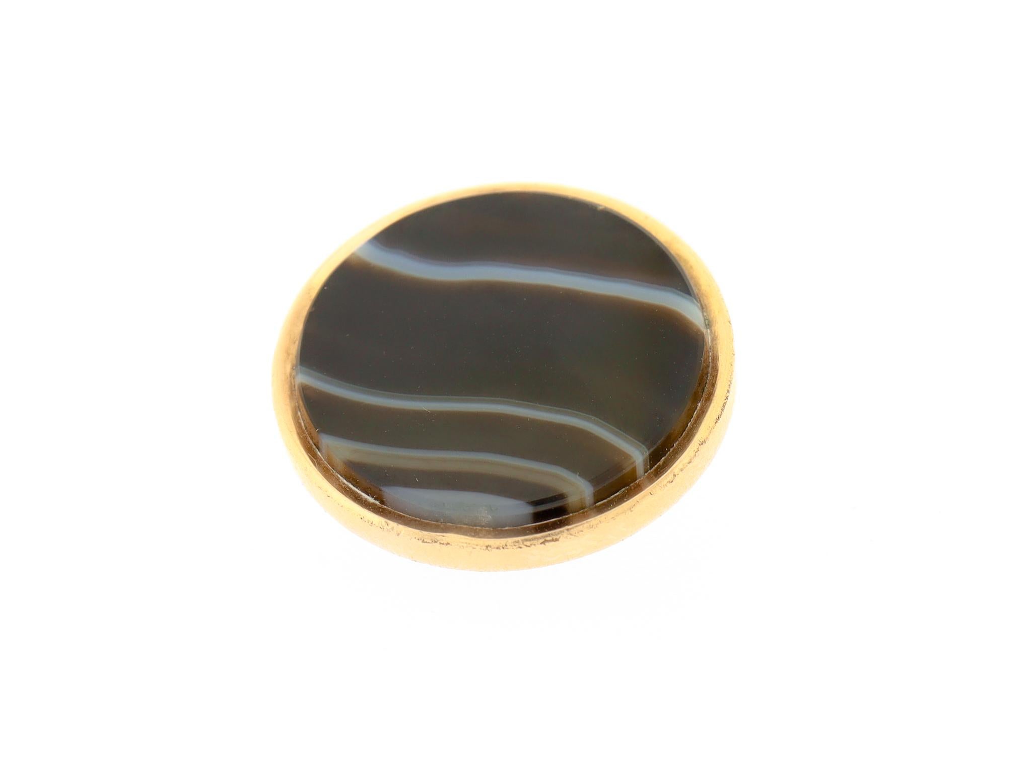 Lot de 6 boutons anciens victoriens en agate cabochon et plaqué or en vente 5