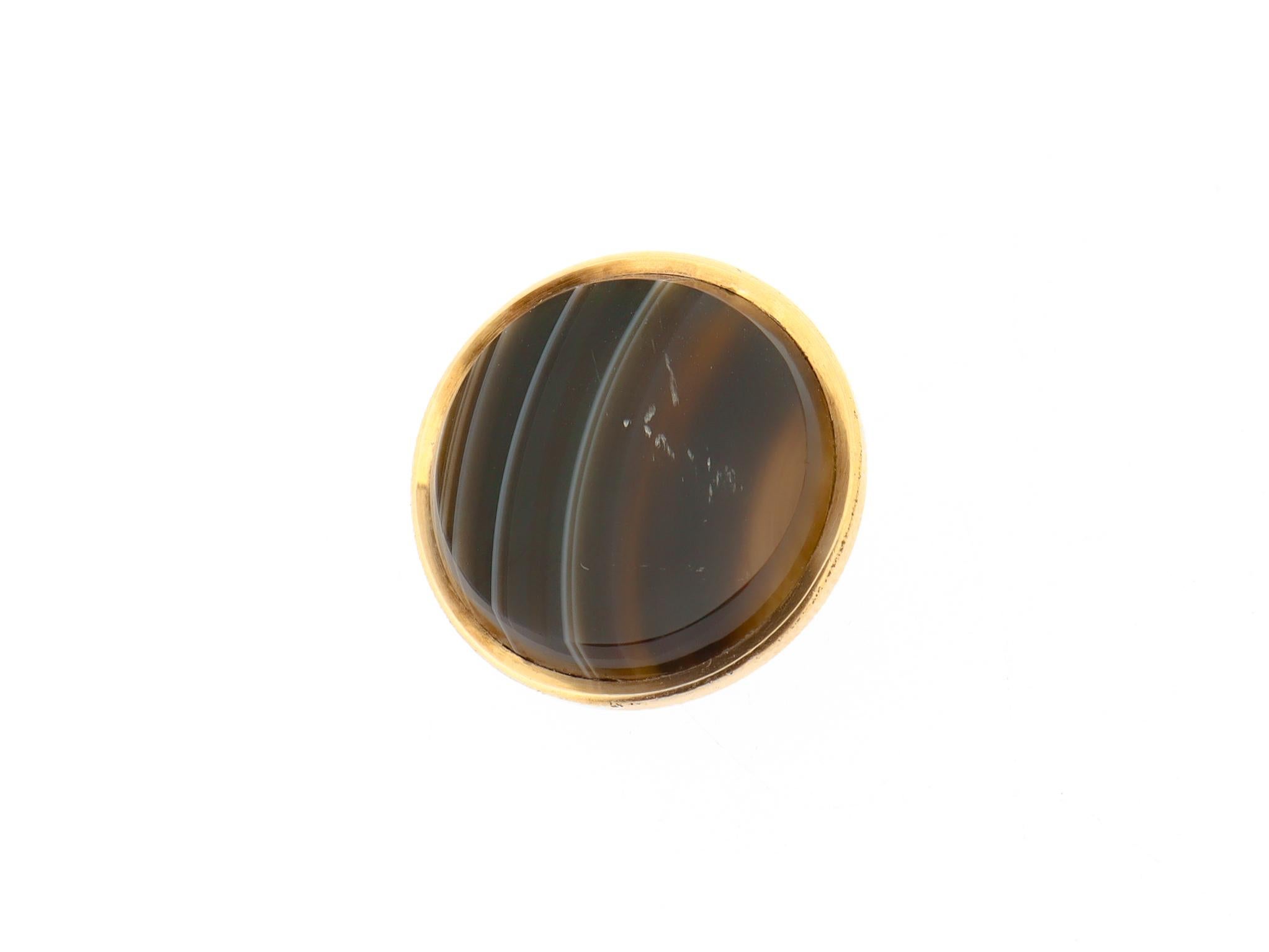 Lot de 6 boutons anciens victoriens en agate cabochon et plaqué or en vente 3