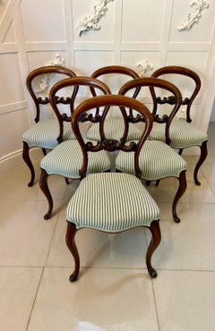 Set of 6 Antique Victorian Quality Carved Mahogany Balloon Back Dining Chairs
