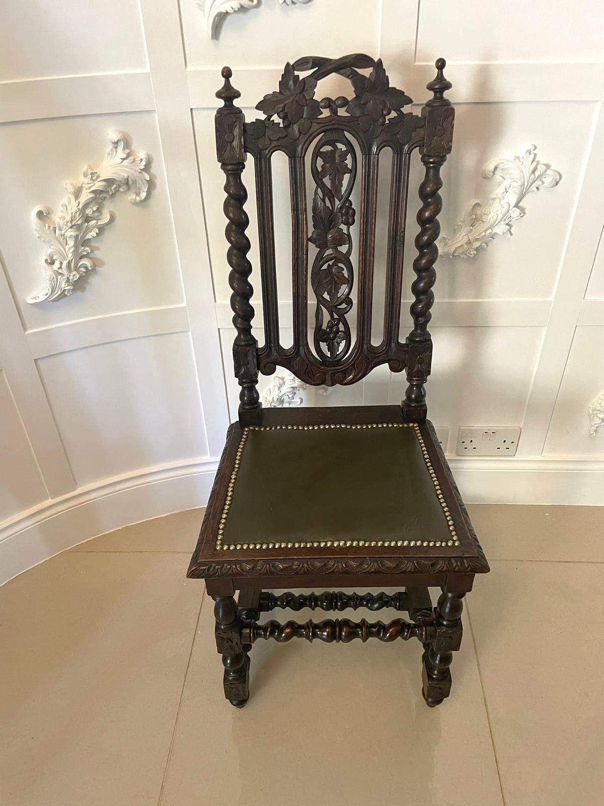 Set of 6 Antique Victorian Quality Carved Oak Chairs For Sale at 1stDibs