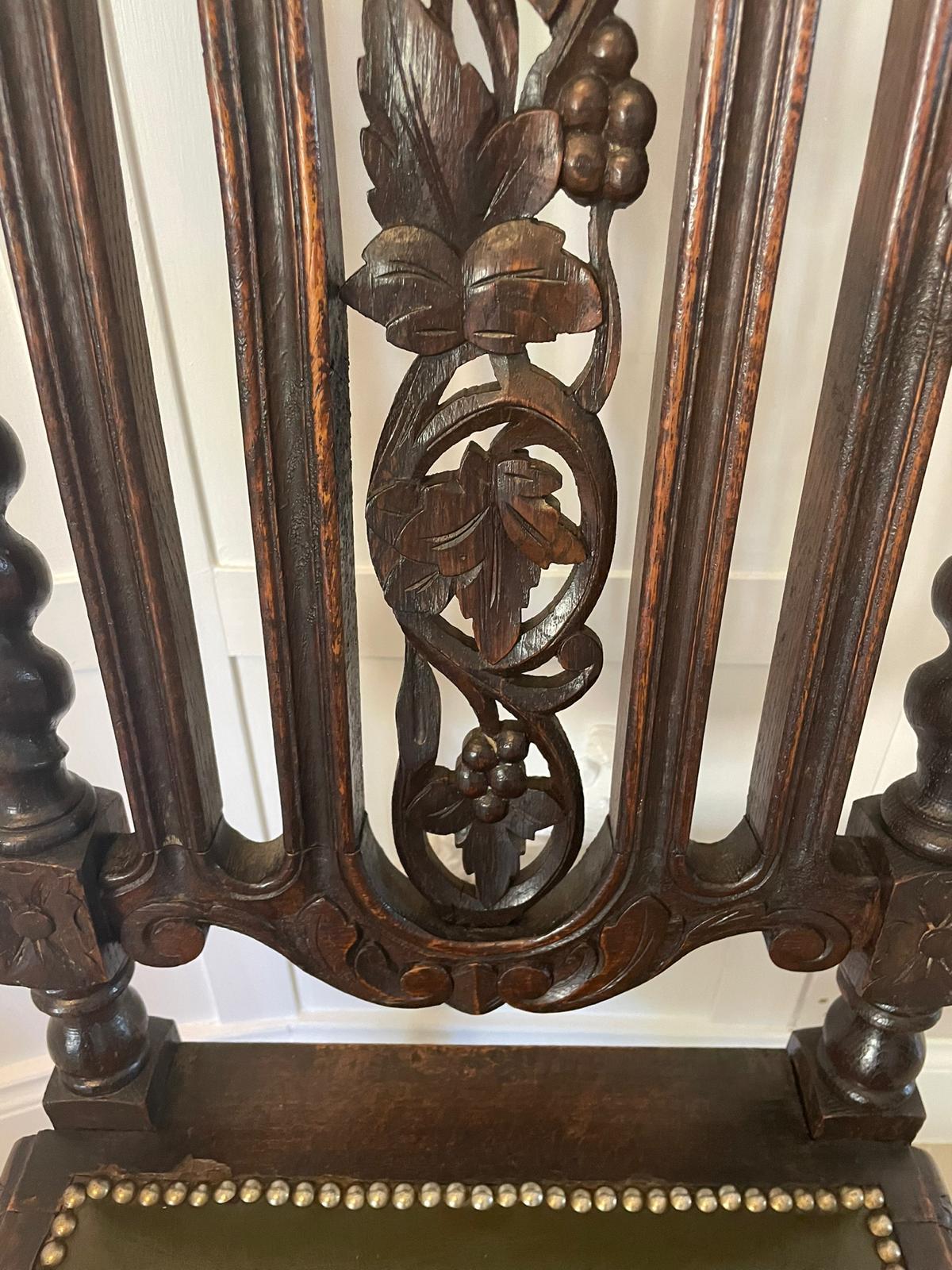 Set of 6 Antique Victorian Quality Carved Oak Chairs For Sale at 1stDibs