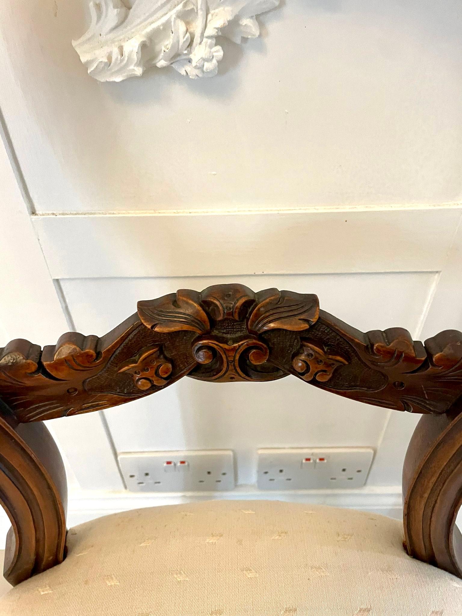 Set of 6 Antique Victorian Quality Carved Walnut Dining Chairs  For Sale 9