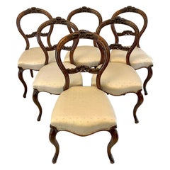 Set of 6 Antique Victorian Quality Carved Walnut Dining Chairs Set of 6 Antique Victorian Quality Carved Walnut Dining Chairs