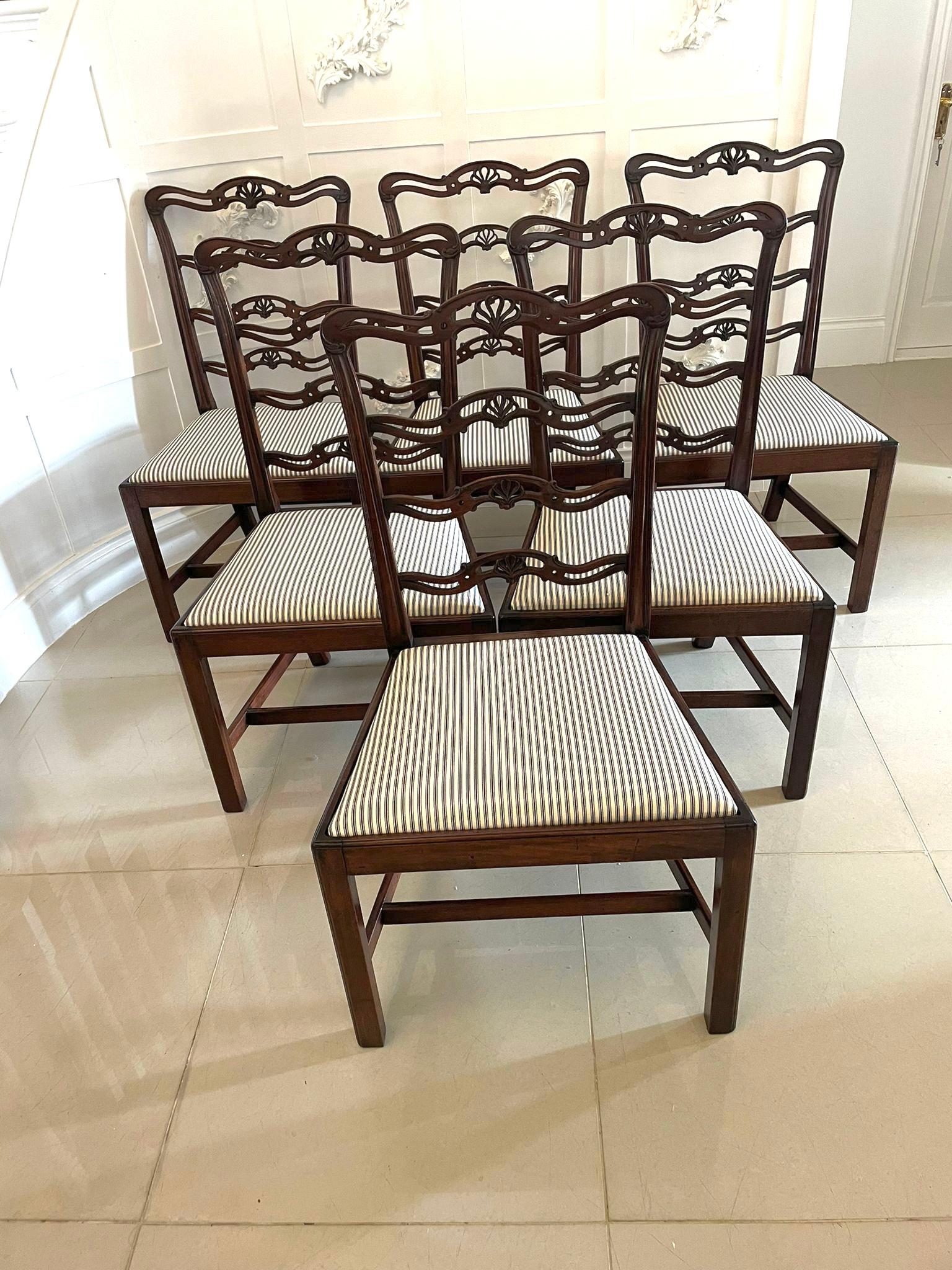 Set of 6 Antique Victorian Quality Mahogany Dining Chairs For Sale 7