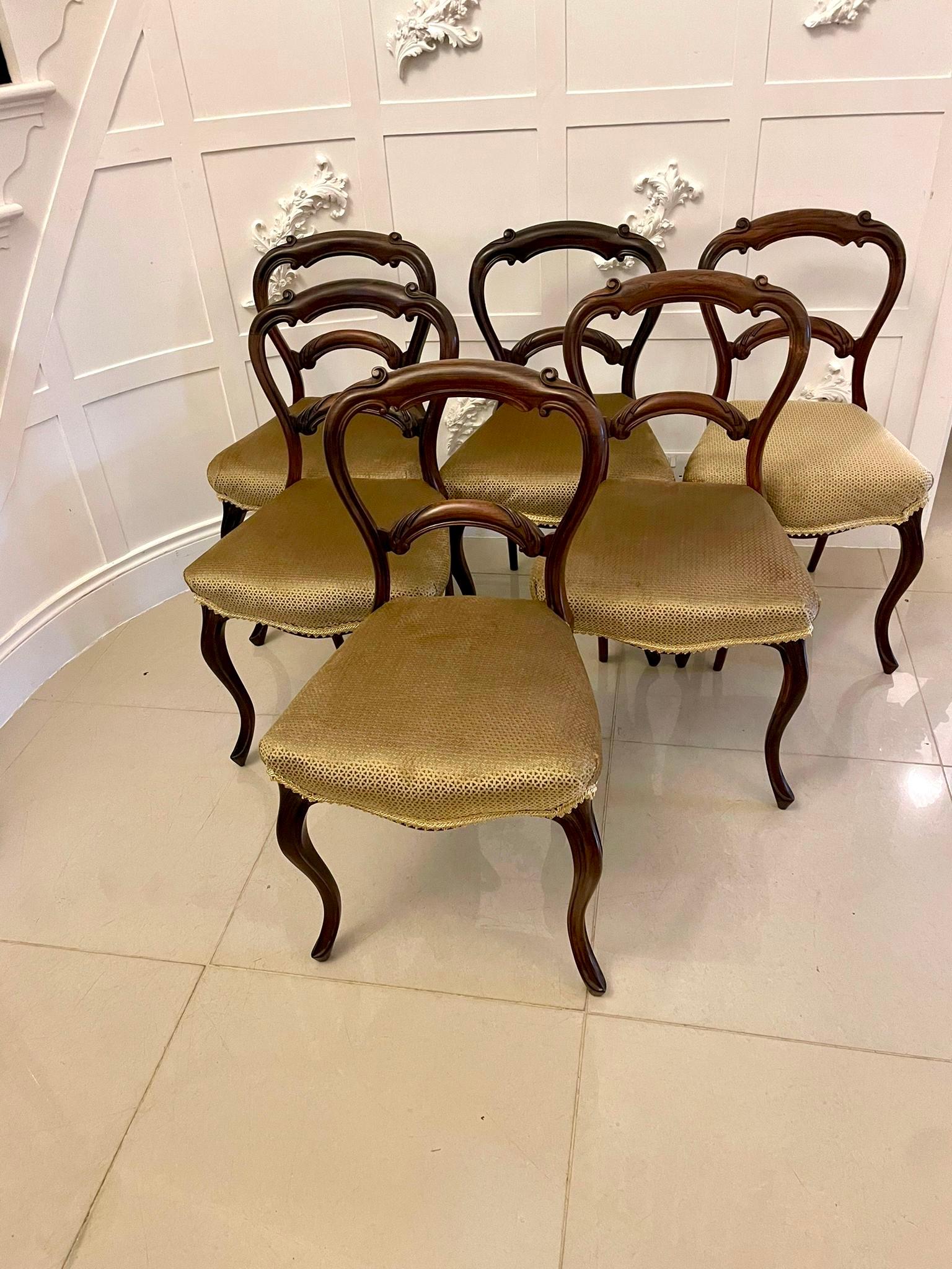 Ensemble de 6 chaises de salle à manger victoriennes anciennes en bois de rose  en vente 11