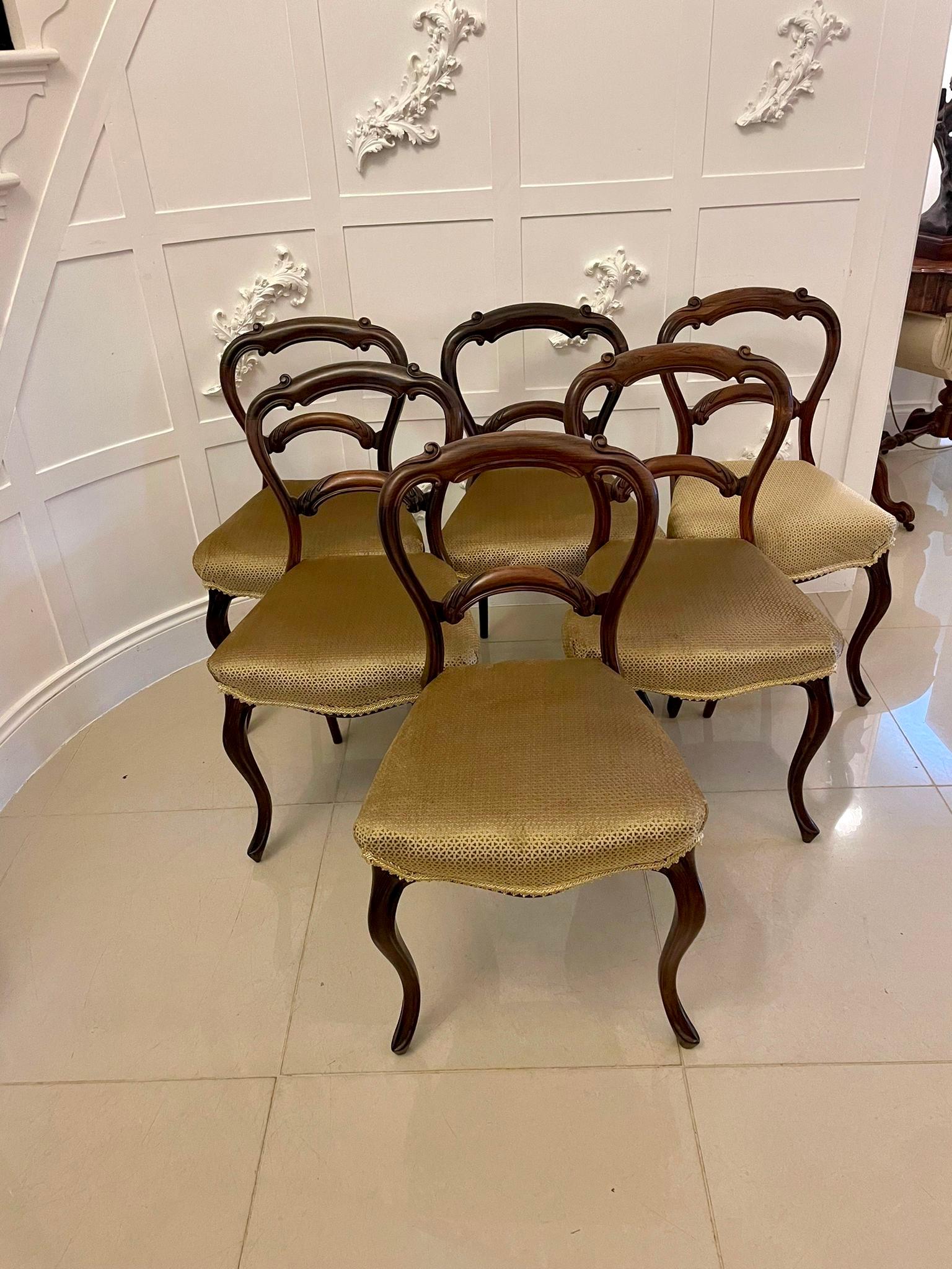 Ensemble de 6 chaises de salle à manger victoriennes anciennes en bois de rose  Bon état - En vente à Suffolk, GB