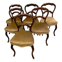 Ensemble de 6 chaises de salle à manger victoriennes anciennes en bois de rose