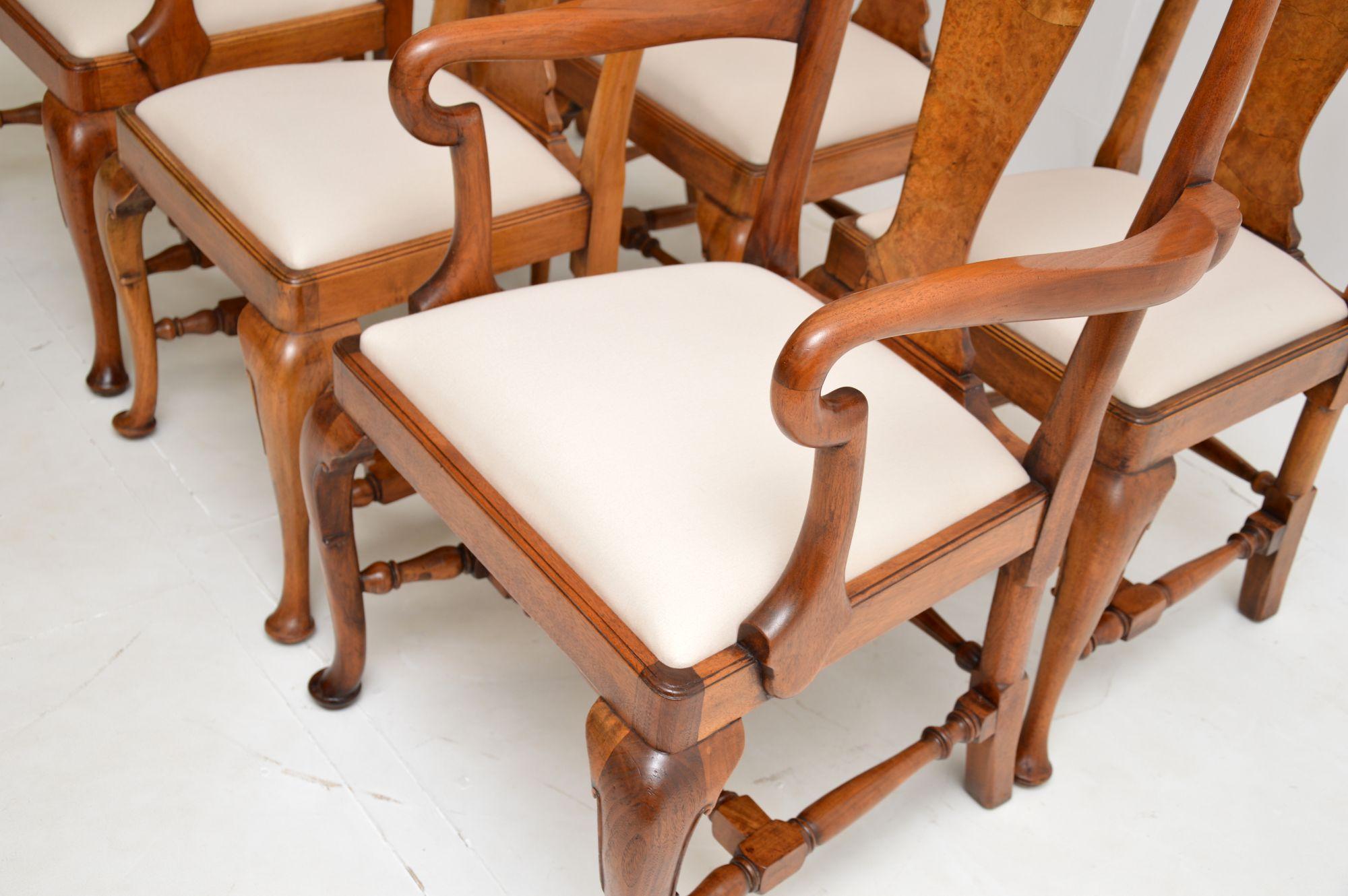 British Set of 6 Antique Walnut Dining Chairs