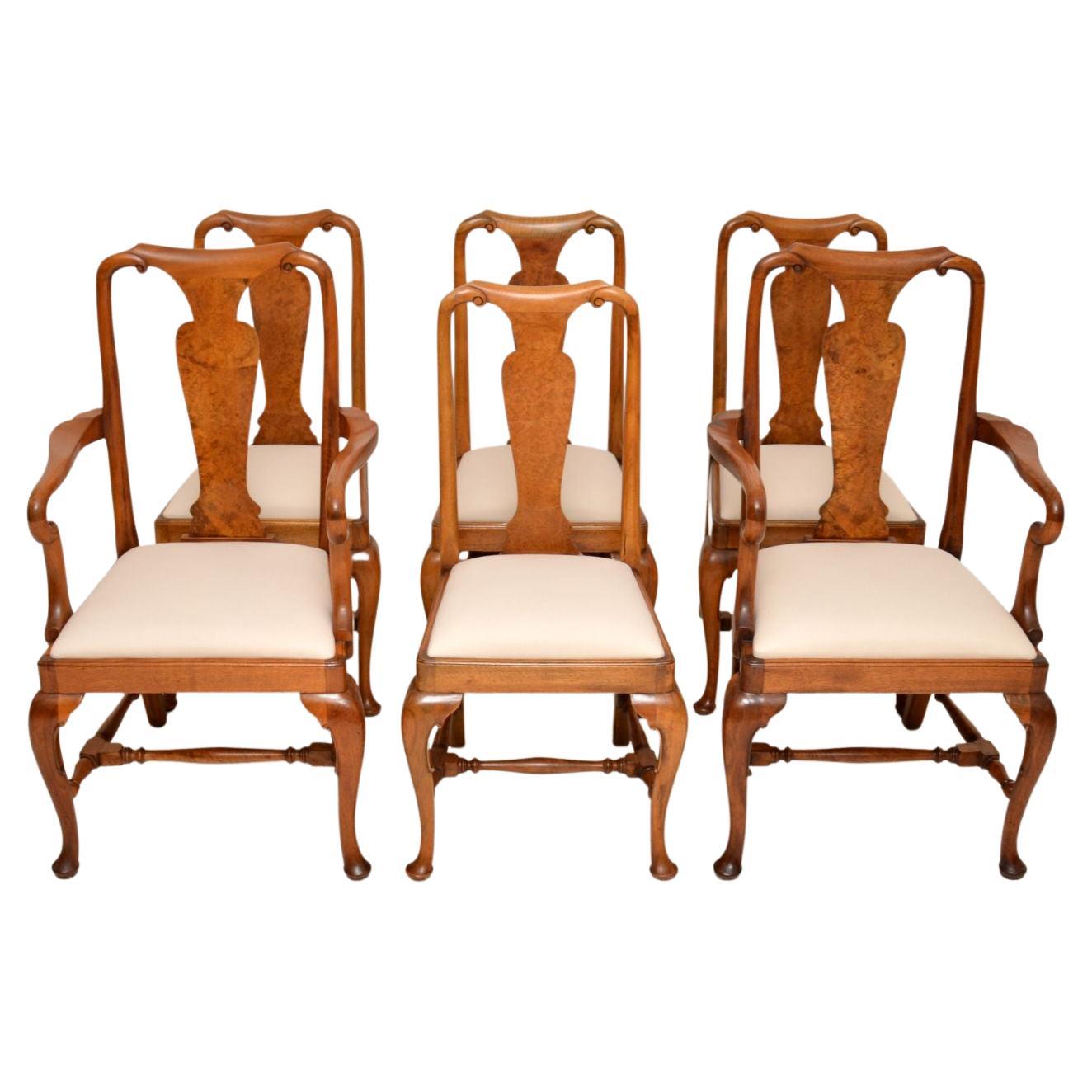 Set of 6 Antique Walnut Dining Chairs