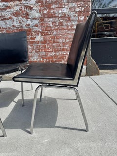Set of 6 AP 40 Chairs Hans Wegner for AP Stolen, Denmark, 1950s. Black Leather