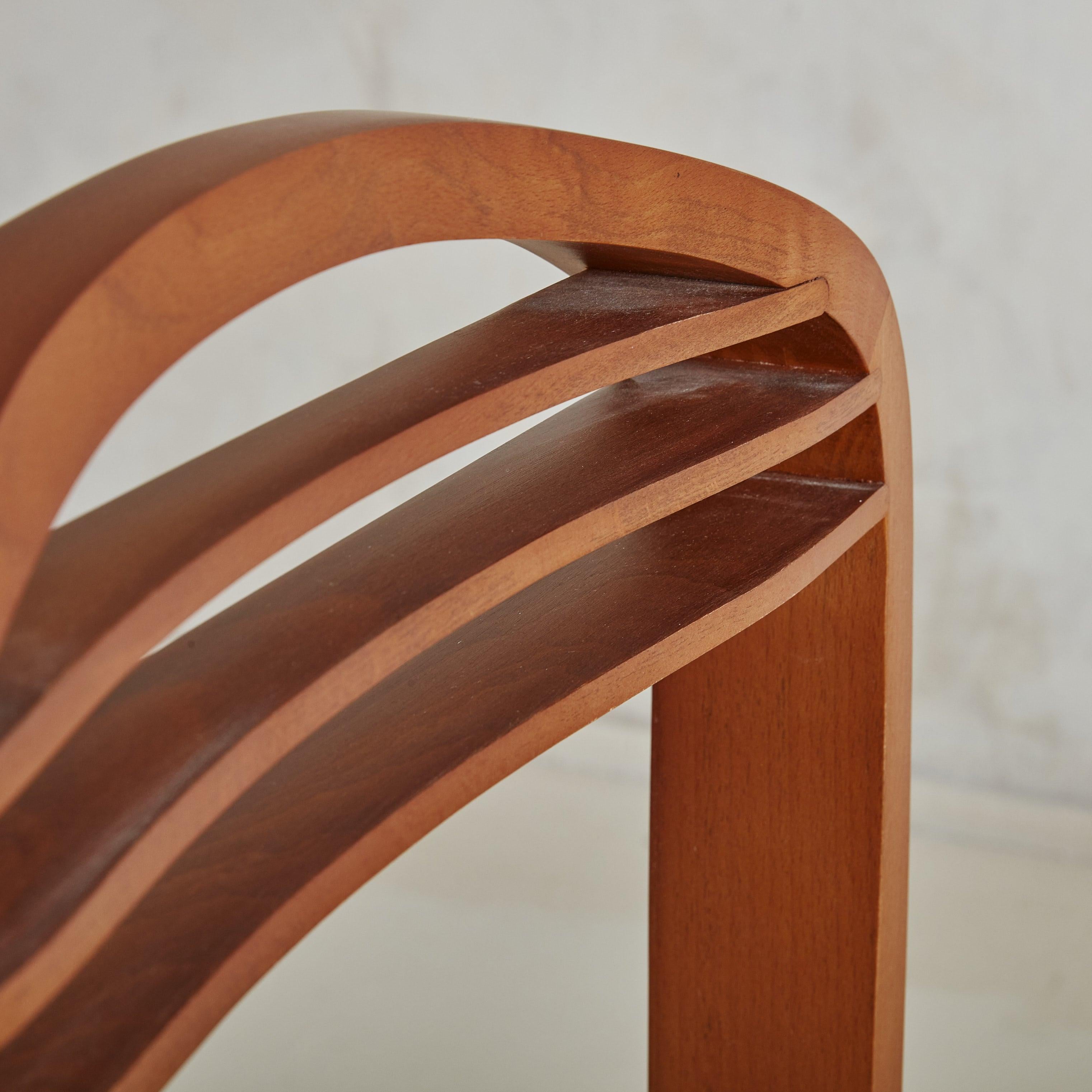 Set of 6 Arched Beechwood Dining Chairs, Italy 1980s 3
