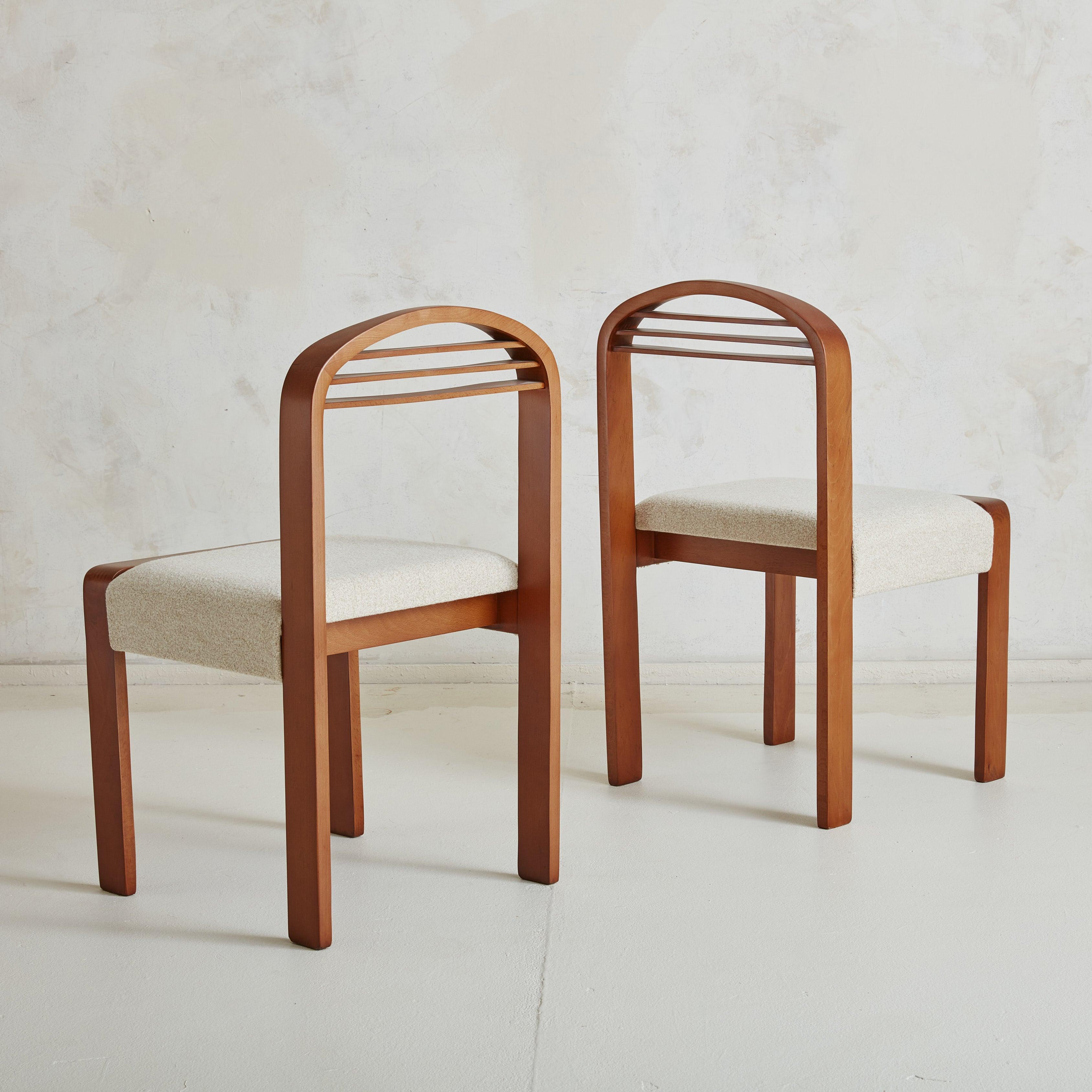 Italian Set of 6 Arched Beechwood Dining Chairs, Italy 1980s