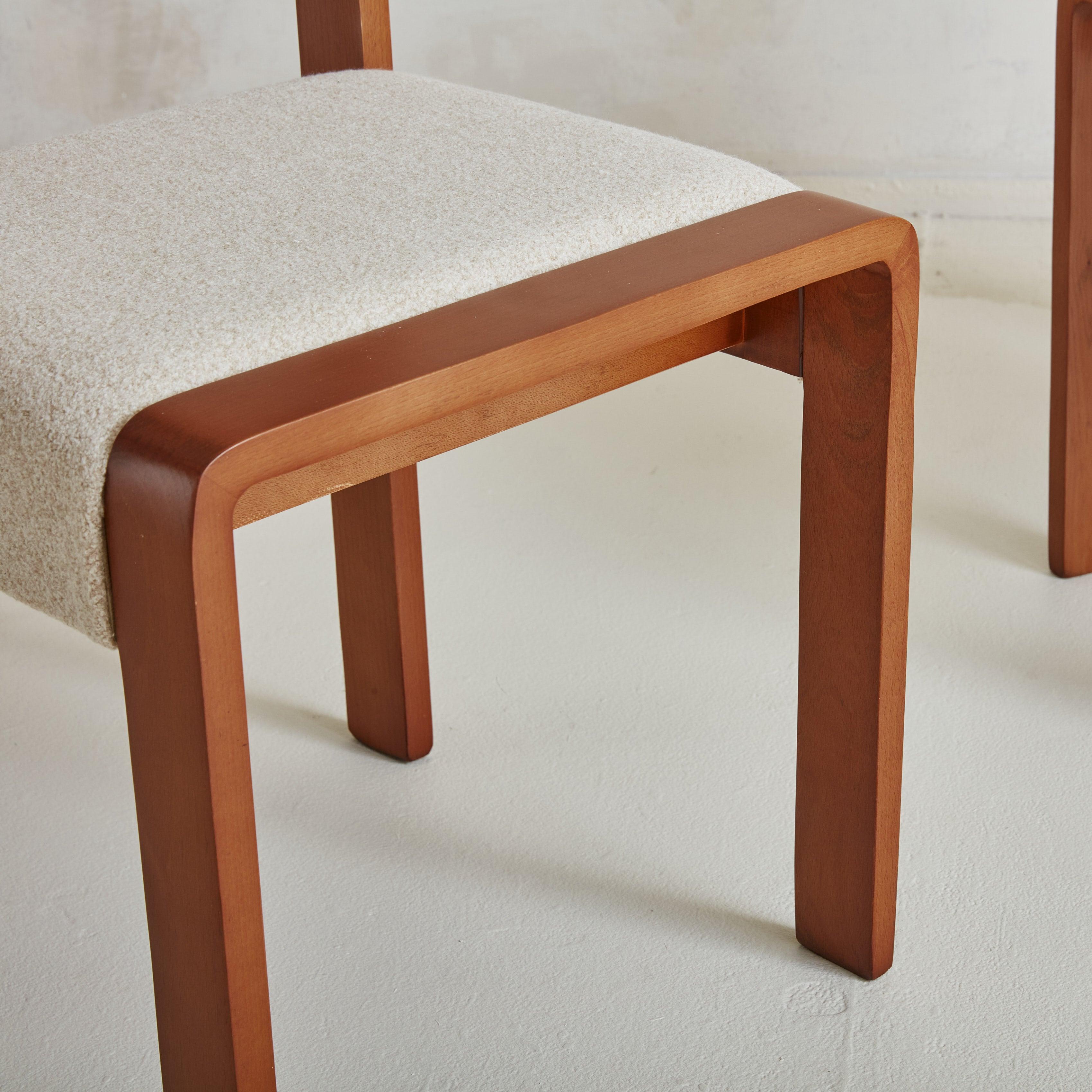 Late 20th Century Set of 6 Arched Beechwood Dining Chairs, Italy 1980s