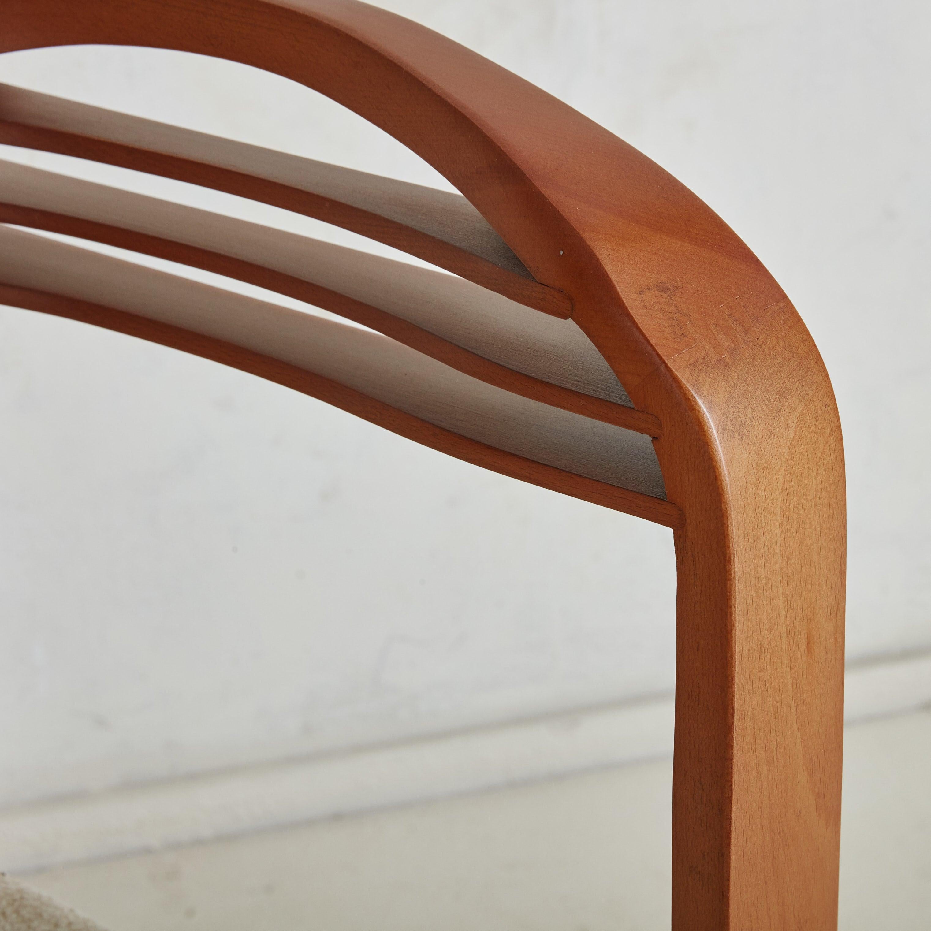 Set of 6 Arched Beechwood Dining Chairs, Italy 1980s 1