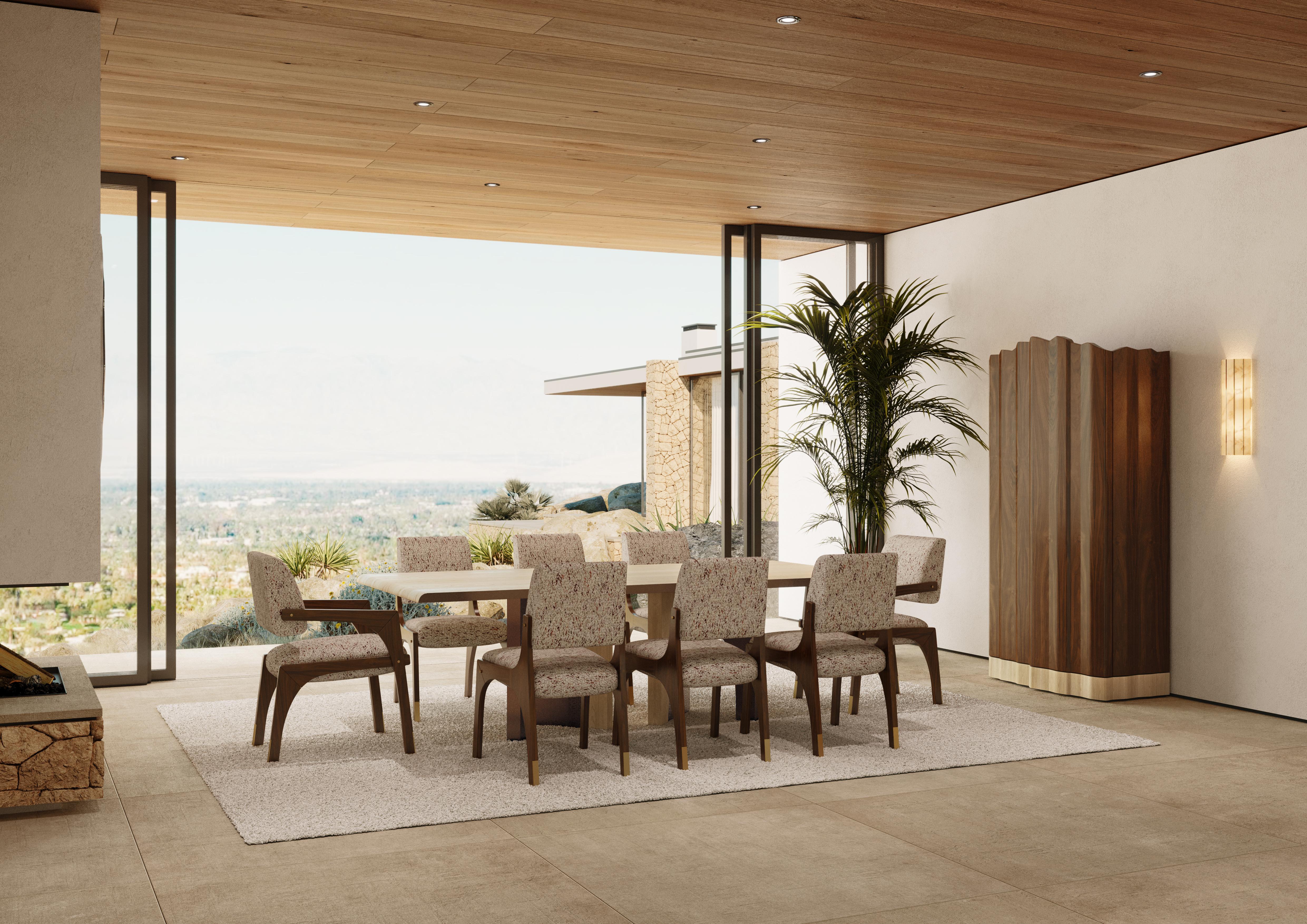 Set of 6 Arches Dining Chair, Walnut & Tan, InsidherLand by Joana Santos Barbosa In New Condition For Sale In Maia, Porto