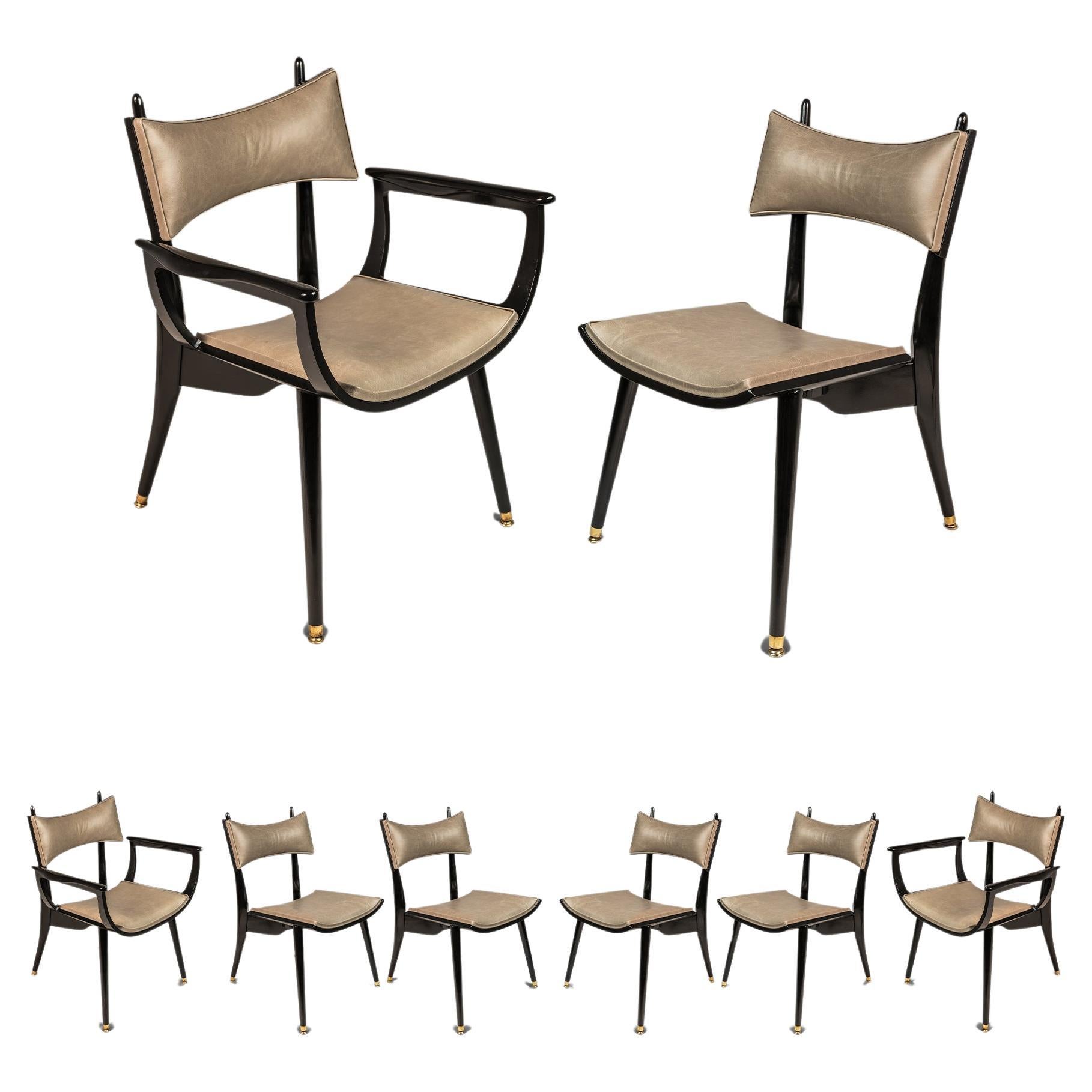 Set of 6 Architectural "Horn" Chairs by Harold Schwartz for Romweber, USA, 1960s