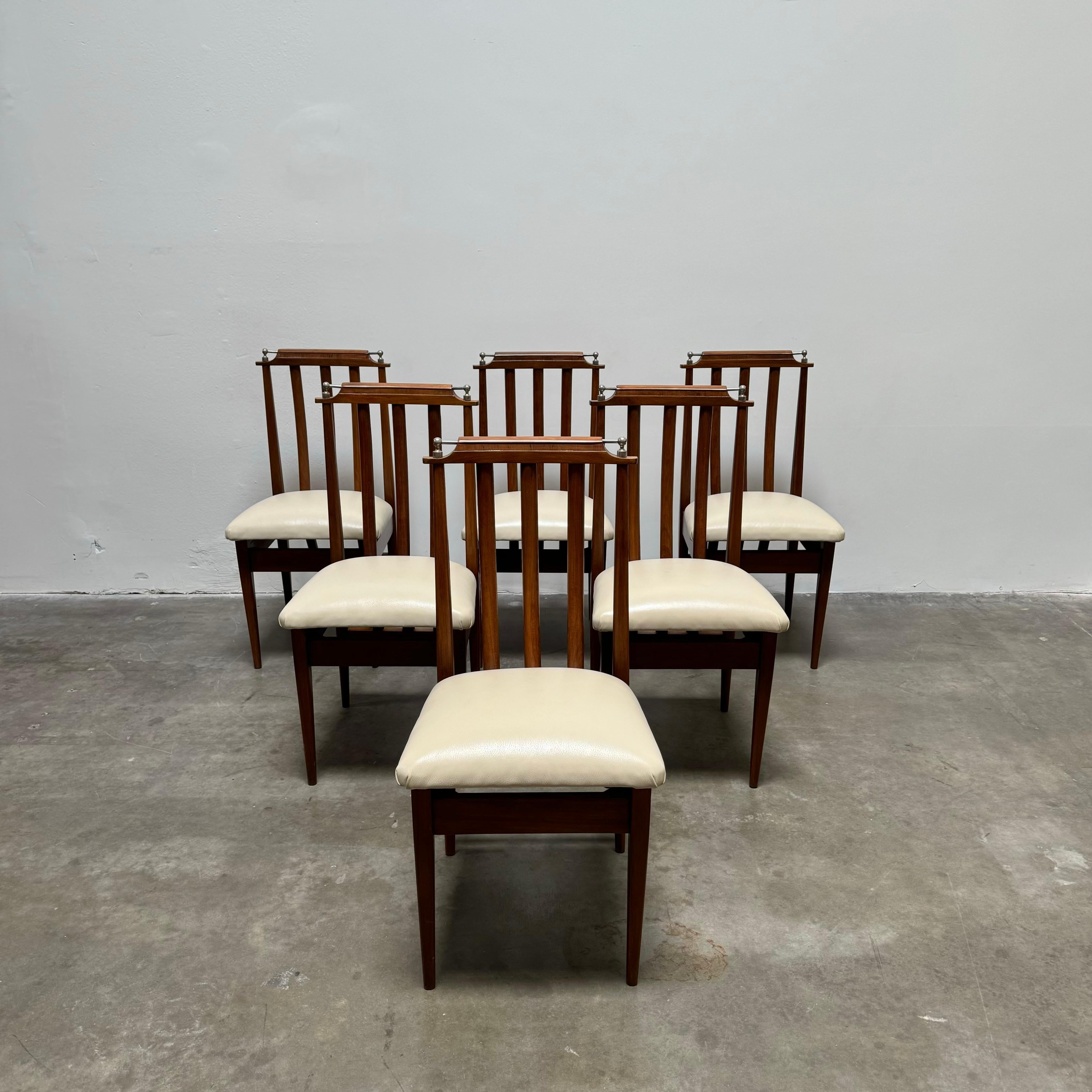 Mid-Century Modern Set of 6 Argentinian Peteribí Wood Dining Chairs, Argentina 1960s