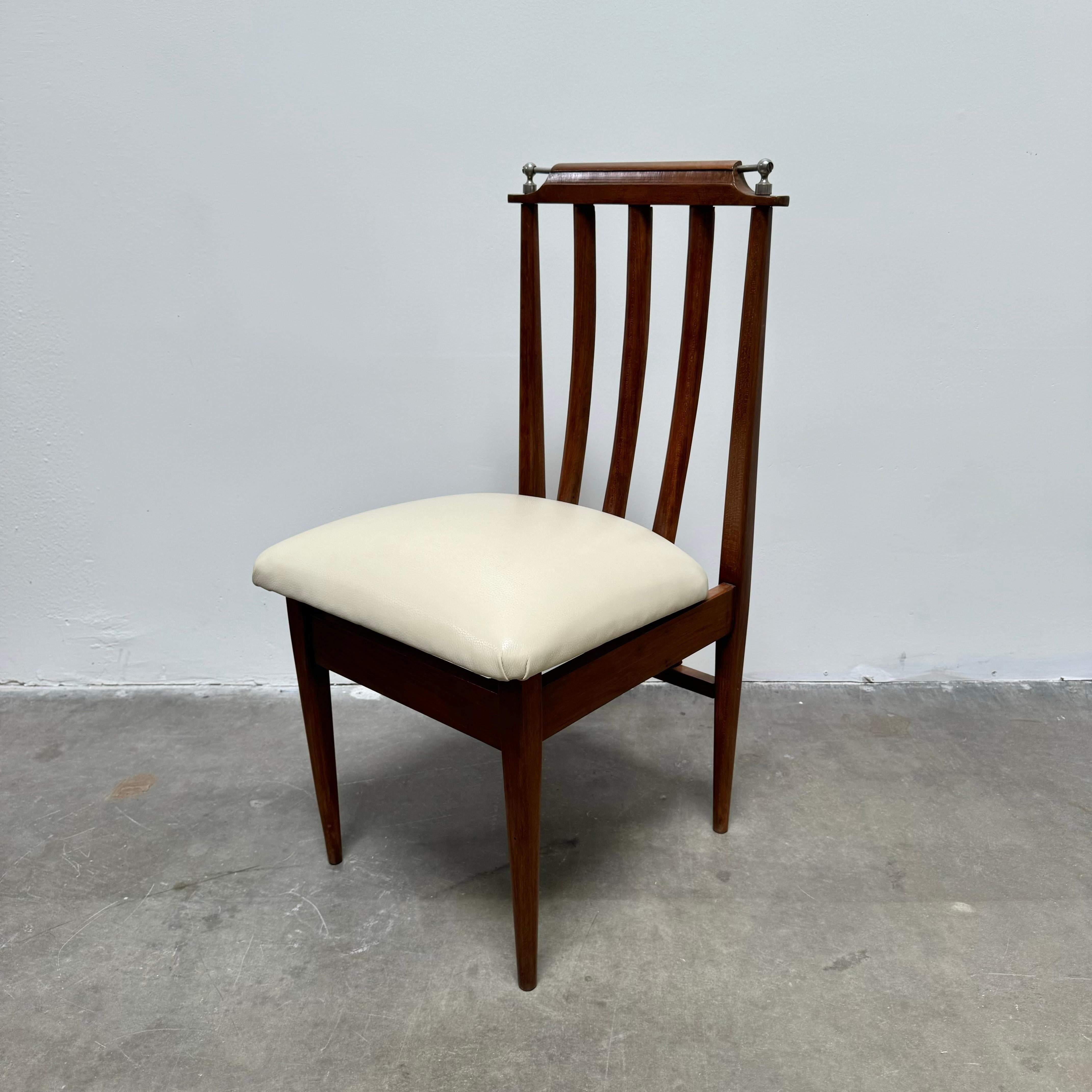 Leather Set of 6 Argentinian Peteribí Wood Dining Chairs, Argentina 1960s