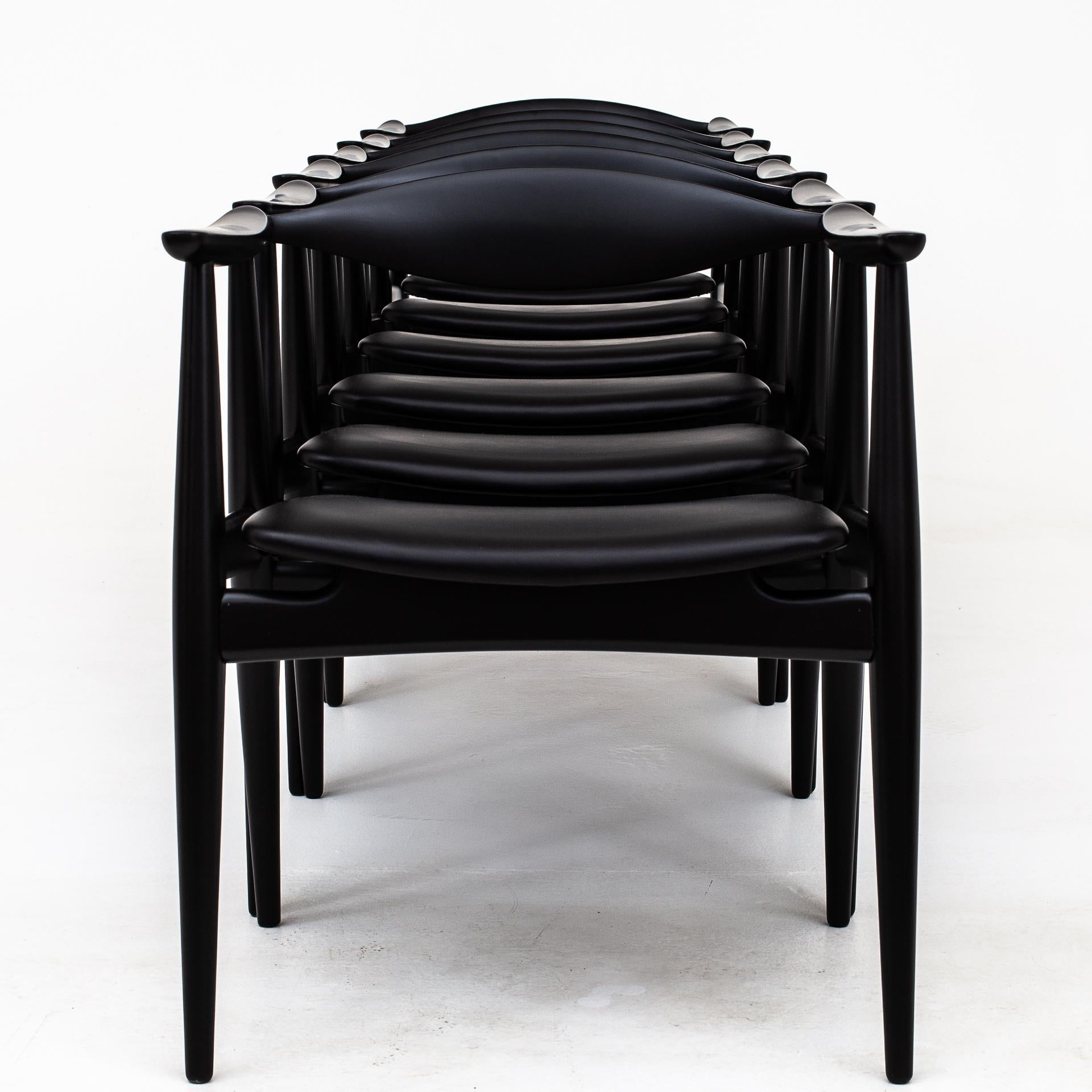 Lacquer Set of 6 Armchairs by Hans J. Wegner