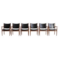 Set of 6 armchairs desiged by Hans J. Wegner. Denmark, Johannes Hansen, 1960s.