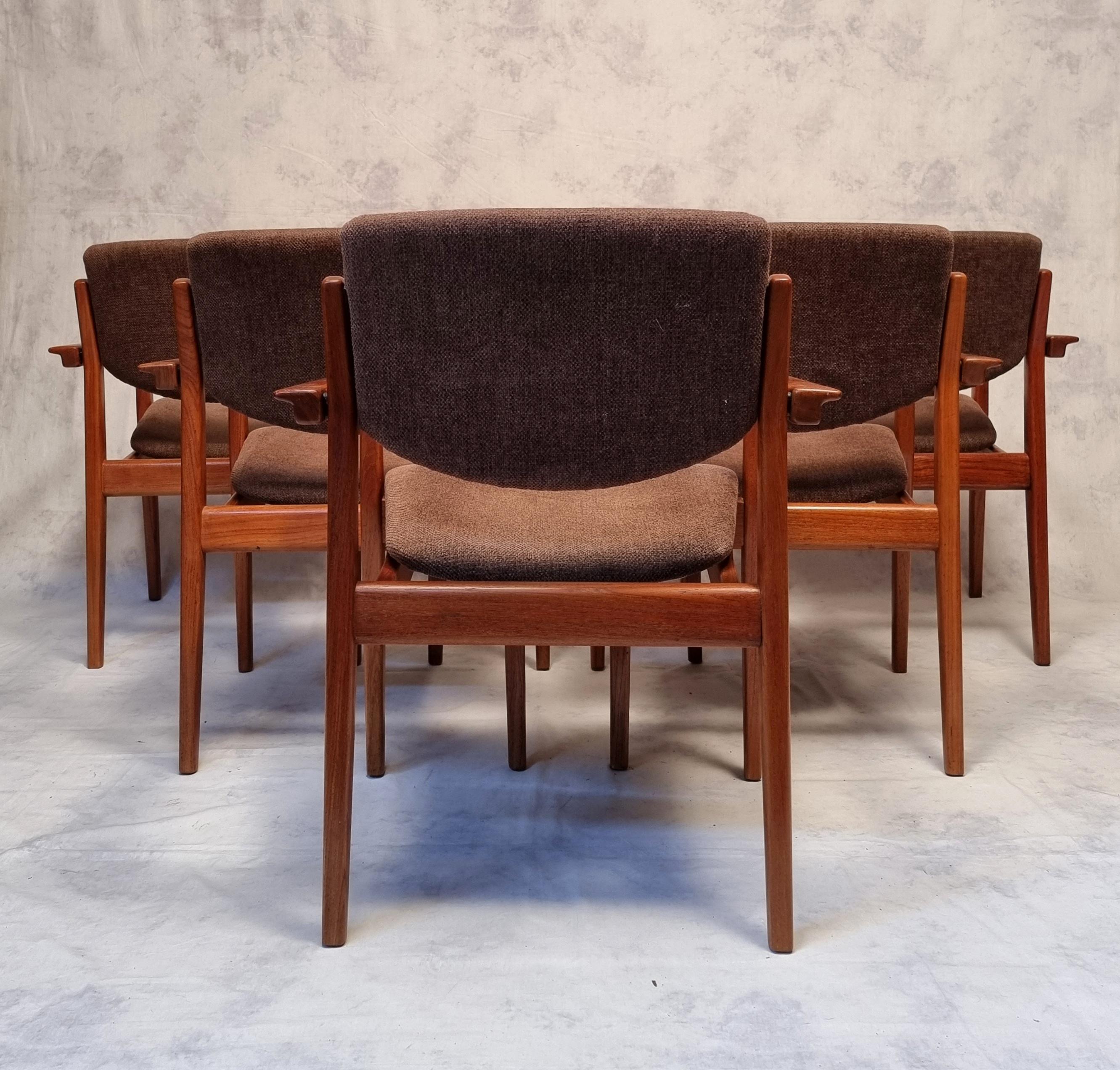 Set of 6 Armchairs Model 196, Finn Juhl For France & Son, Teak, Ca 1960 In Good Condition In SAINT-OUEN-SUR-SEINE, FR