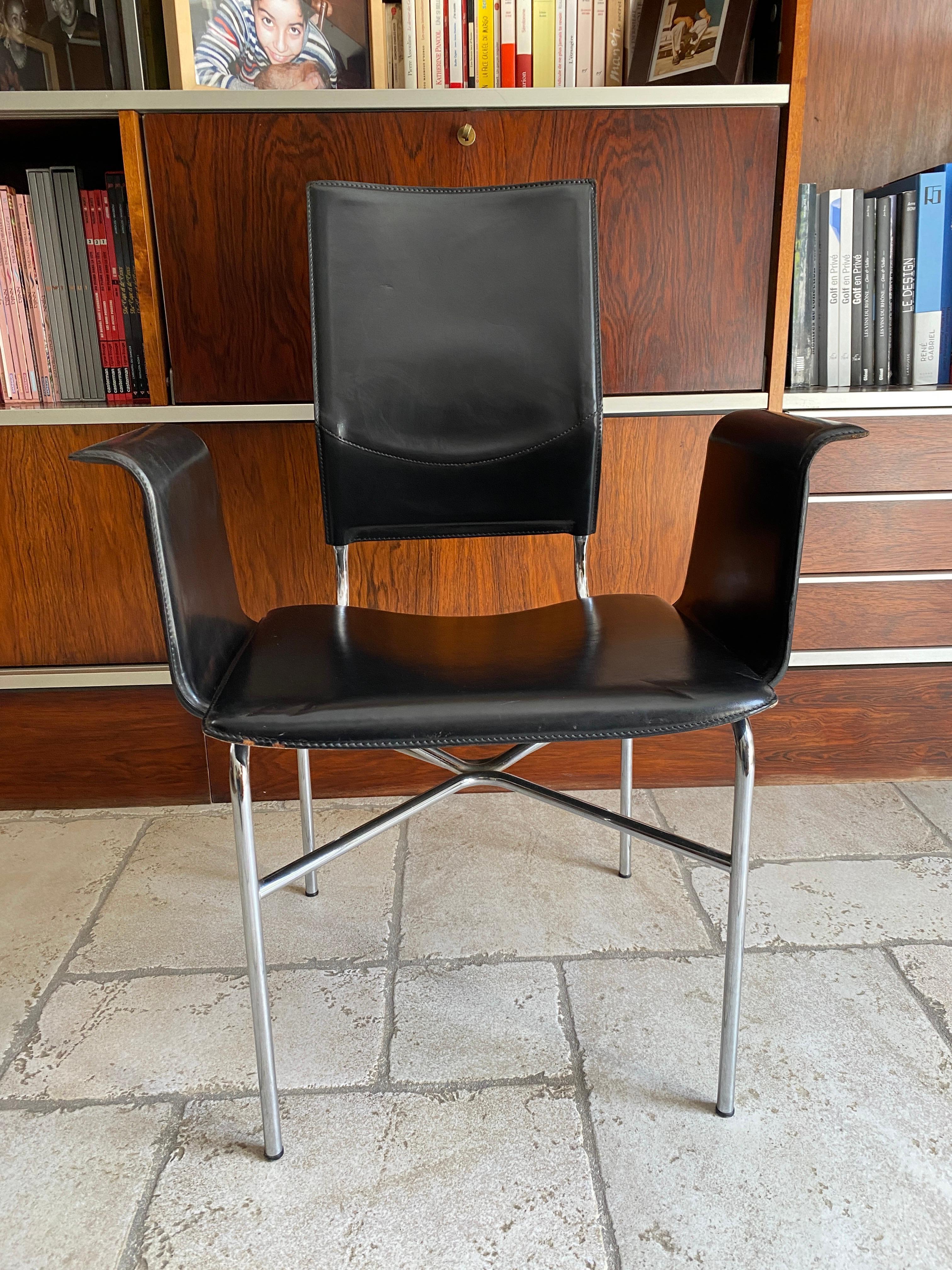 Metal Set of 6 Armchairs Ross Little for Matteo Grassi, 1980