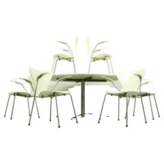 Set of 6 Arne Jacobsen 3207 Armchairs + Dining Table A826 by Jacobsen for Hansen