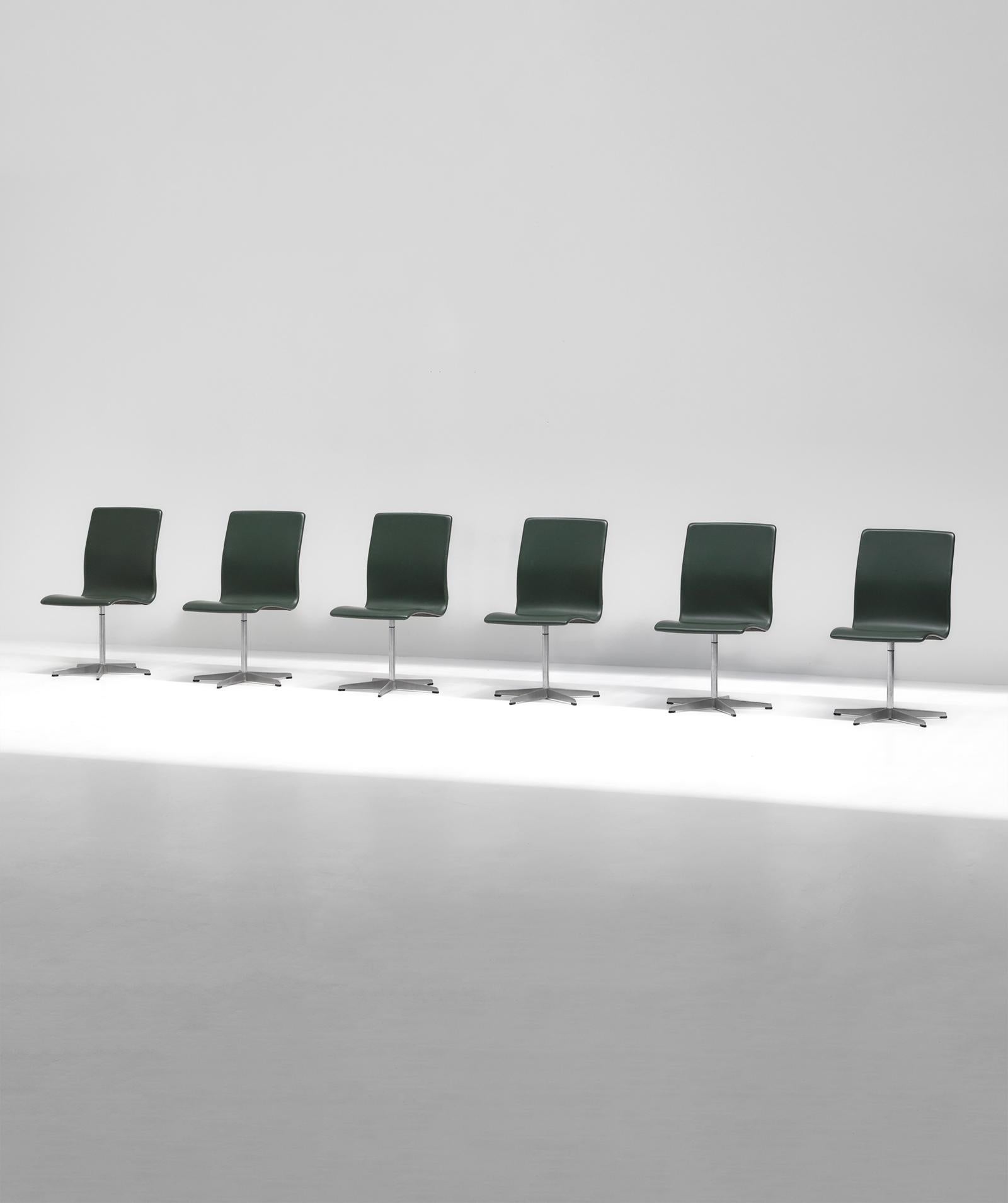 Set of 6 Arne Jacobsen Oxford Dining or Office Swivel Chairs for Fritz Hansen 1