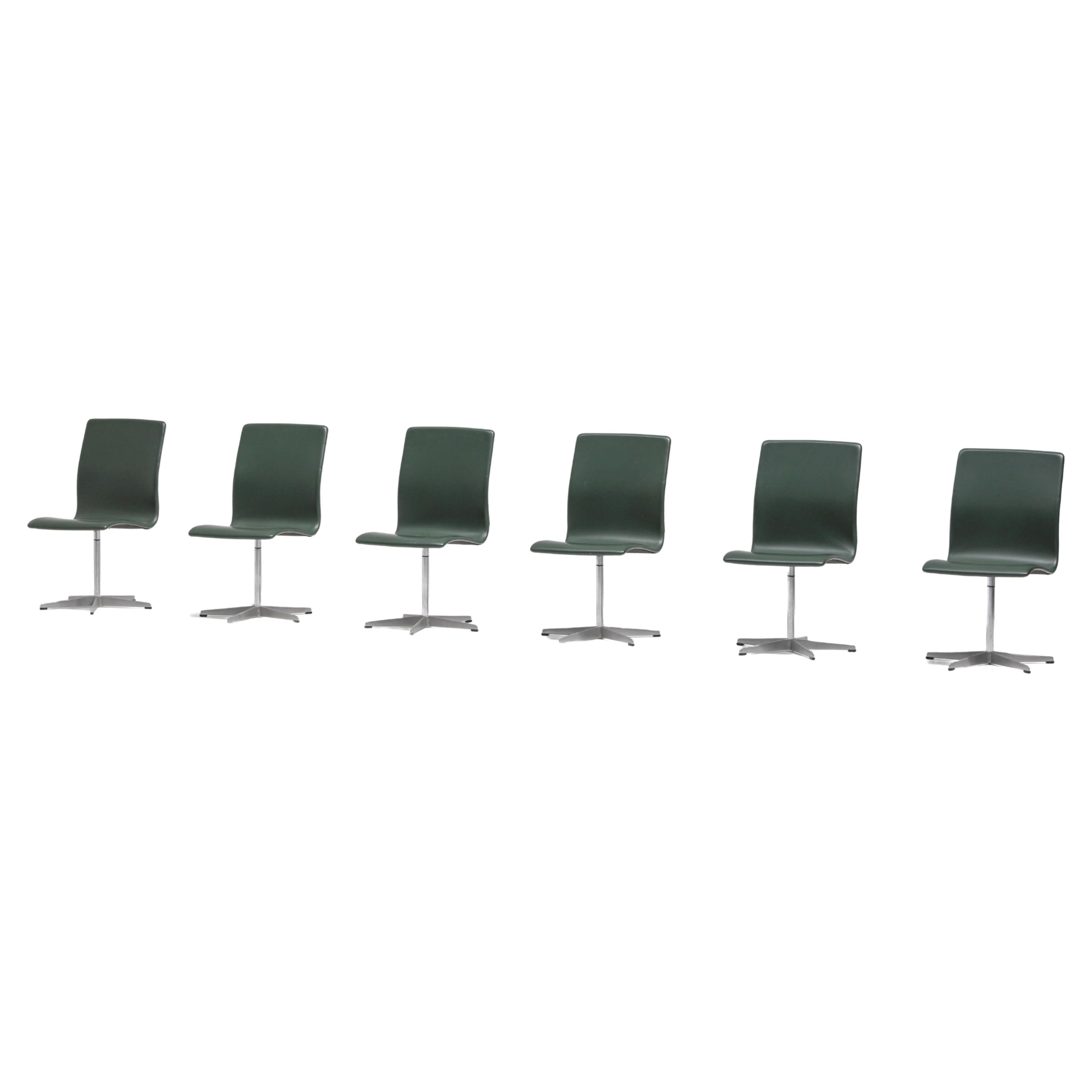 Set of 6 Arne Jacobsen Oxford Dining or Office Swivel Chairs for Fritz Hansen