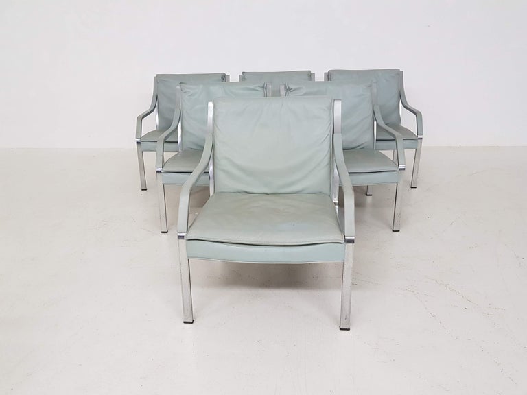 German Set of 6 Art Collection Leather Lounge Chairs by Rudolf Bernd Glatzel for Knoll