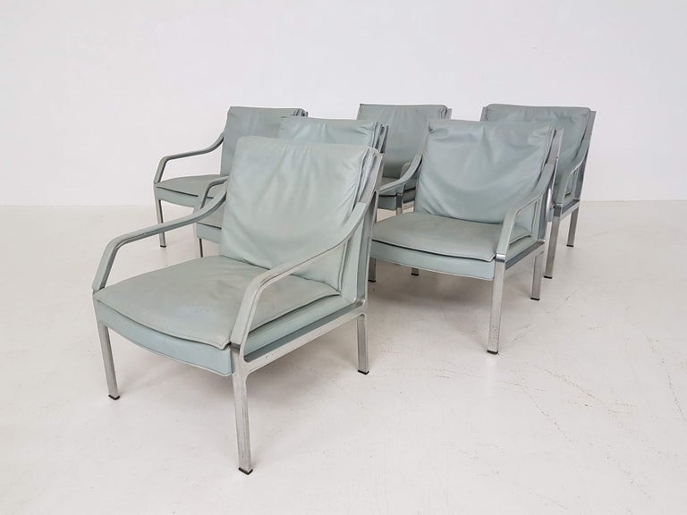 Set of 6 Art Collection Leather Lounge Chairs by Rudolf Bernd Glatzel for Knoll In Good Condition In Amsterdam, NL