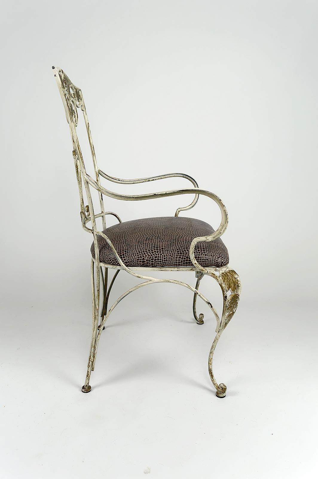 Ensemble de 6 fauteuils Art Déco en fer forgé patiné, France, vers 1950 en vente 3