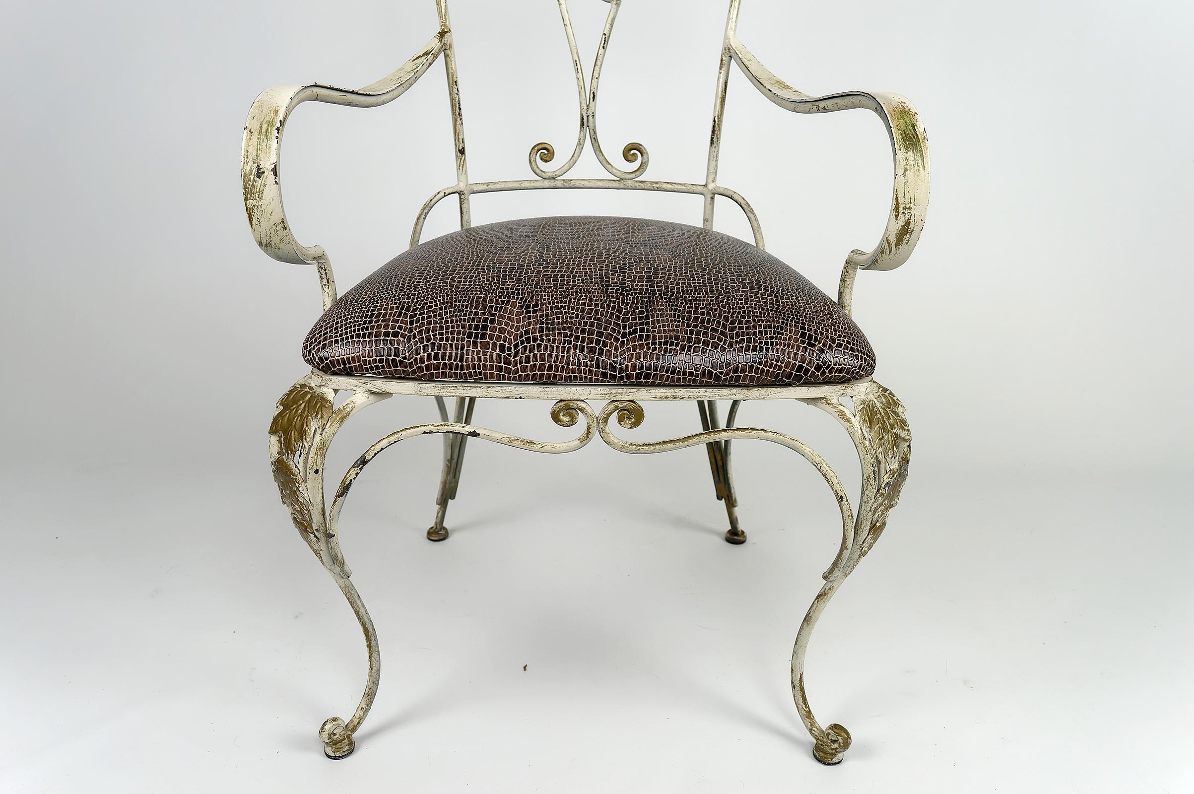 Ensemble de 6 fauteuils Art Déco en fer forgé patiné, France, vers 1950 en vente 10