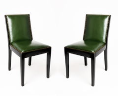 Set of Six Art Deco Black Lacquer Dining Chairs, 20th Century