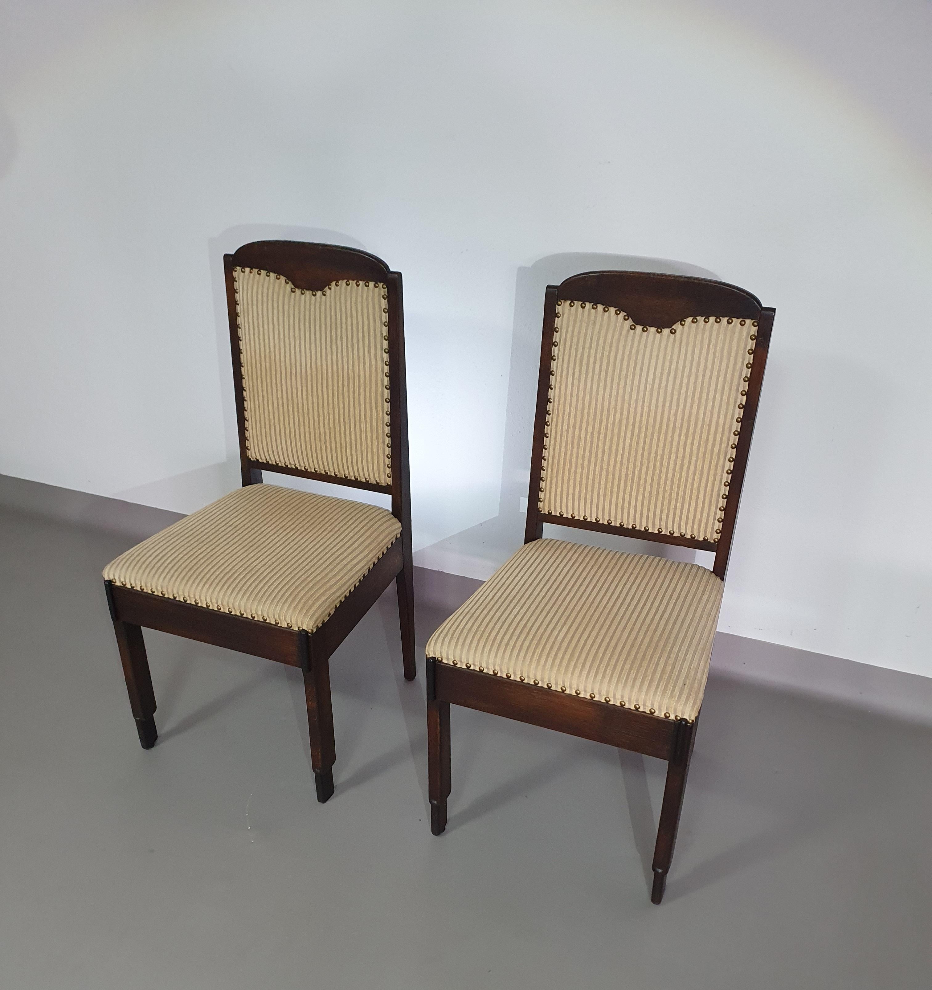 Oak Set of 6 , Art Deco chairs 60's For Sale