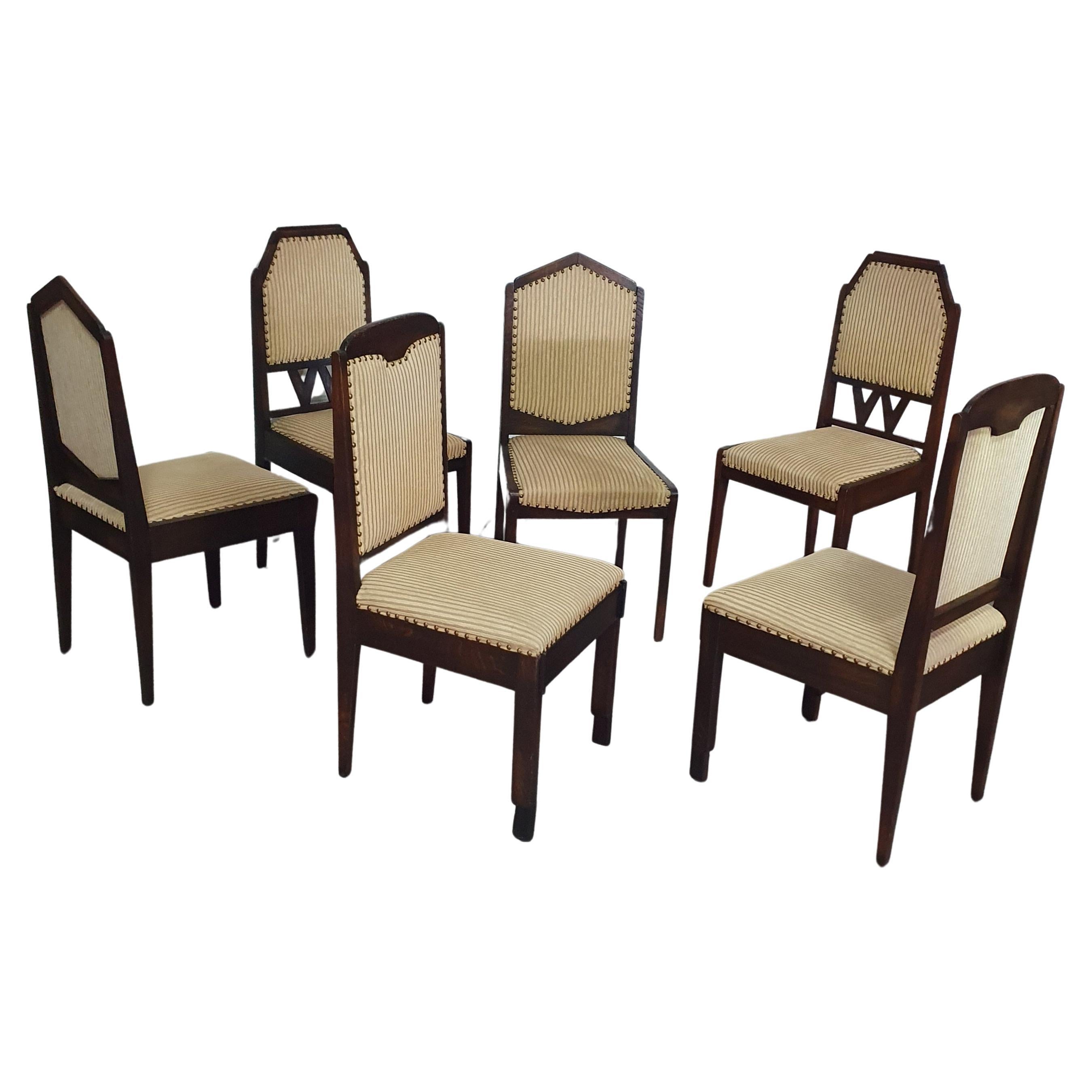 Set of 6 , Art Deco chairs 60's For Sale