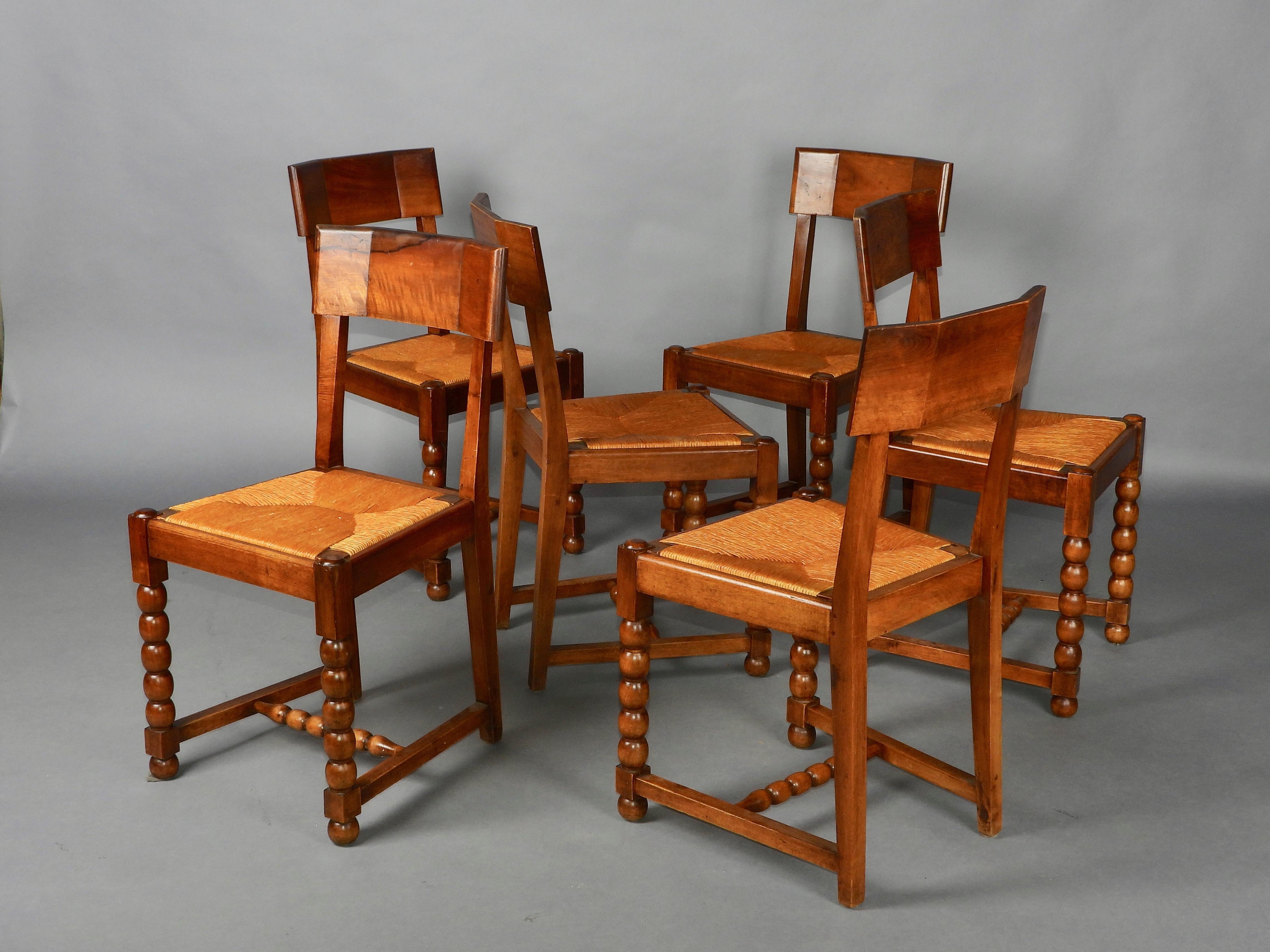 Set of 6 Art Deco chairs  For Sale 4